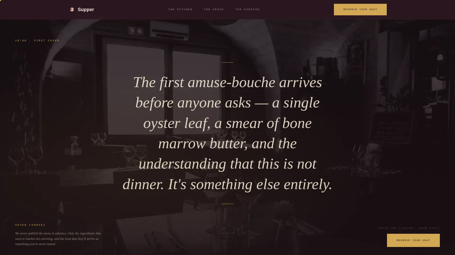 Haute Craft Pop-Up Dining Landing Page Template