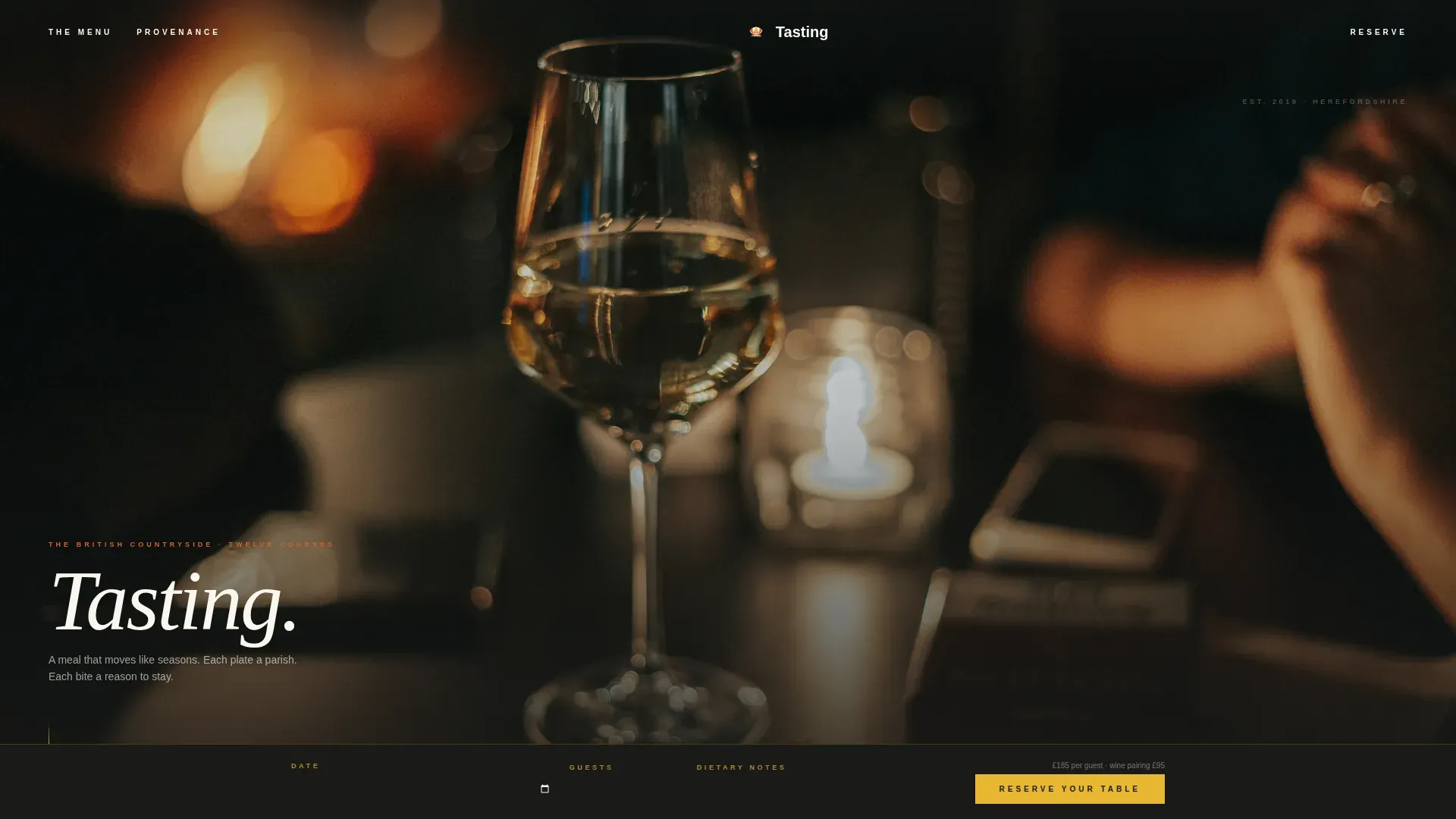 Refined Tasting Menu Landing Page Template