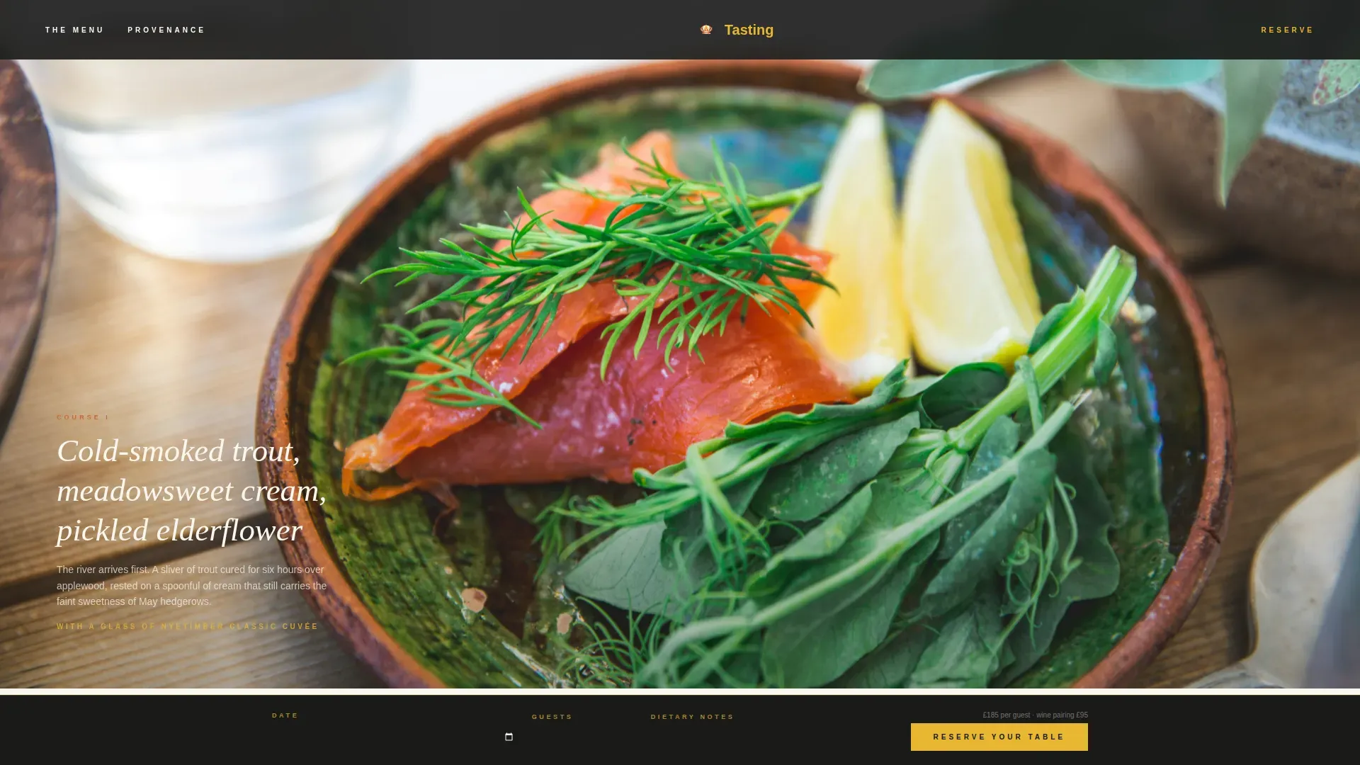 Refined Tasting Menu Landing Page Template