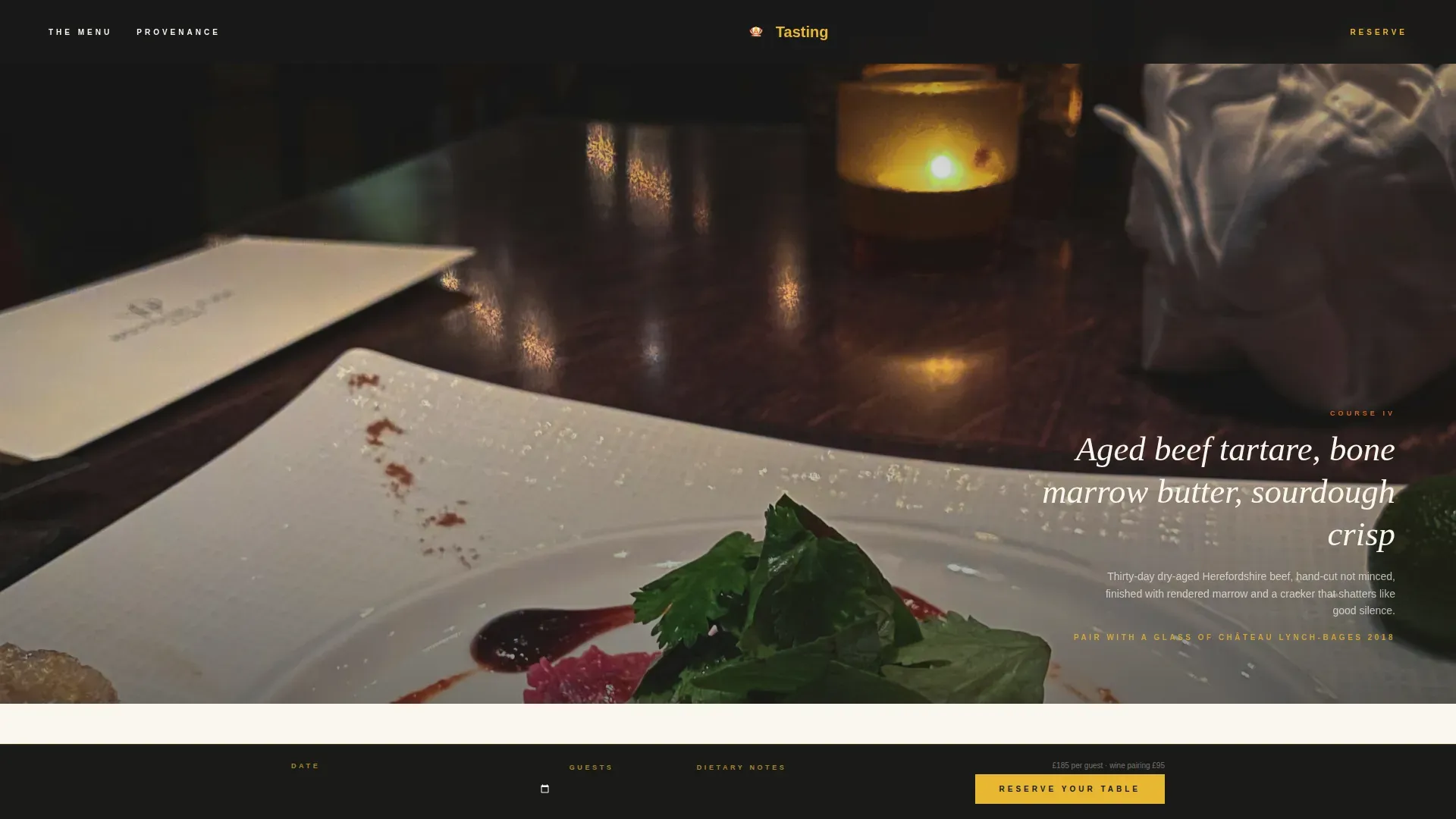 Refined Tasting Menu Landing Page Template