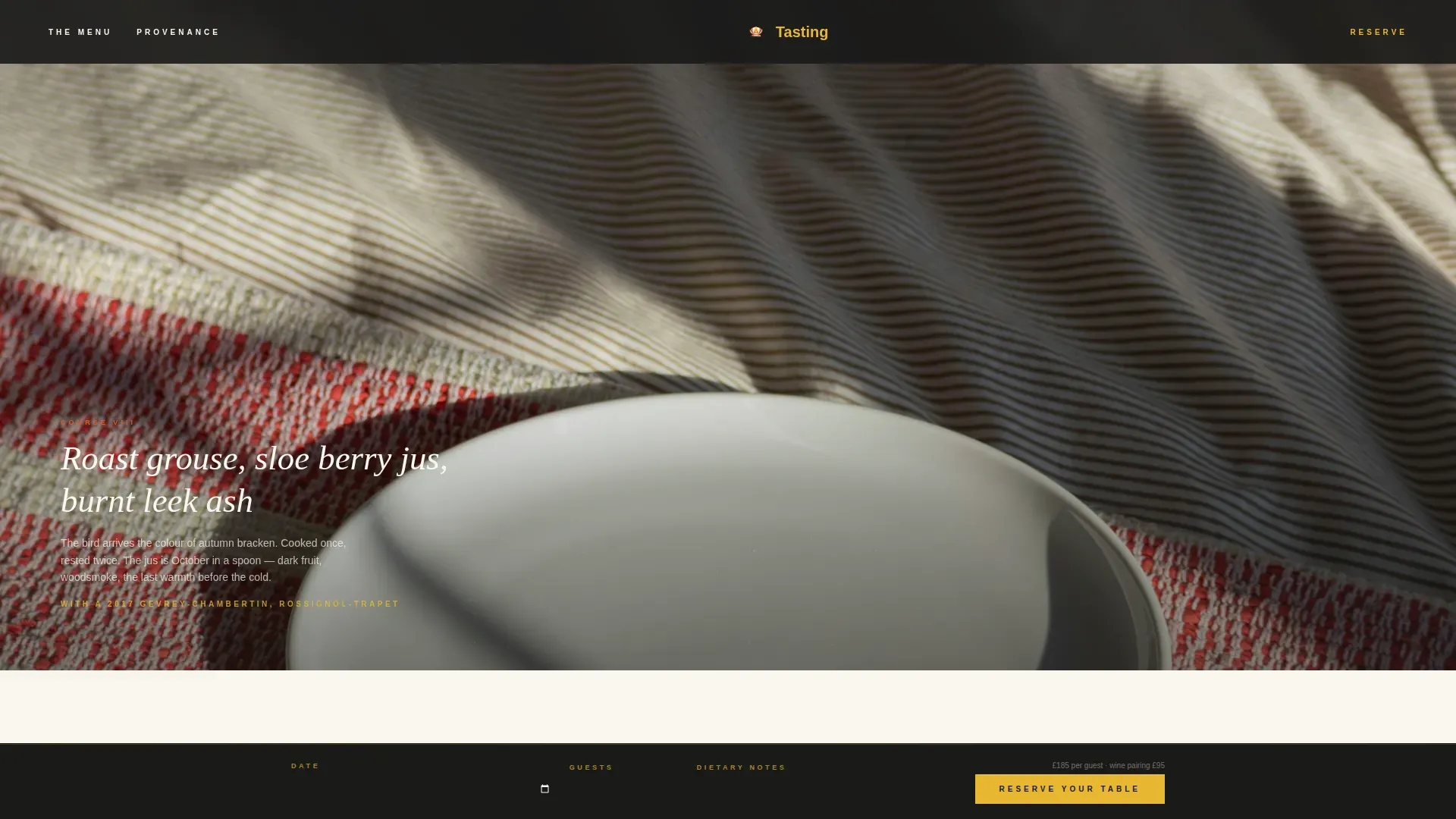 Refined Tasting Menu Landing Page Template