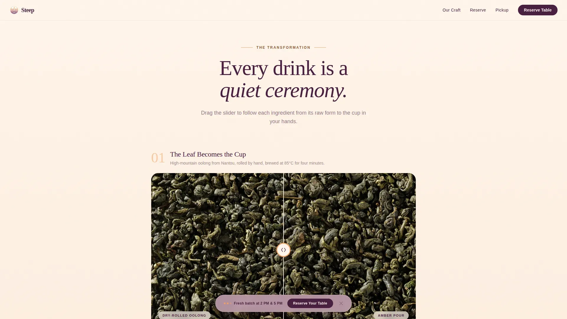 Tea, Juice & Beverage Bar Booking Website Template