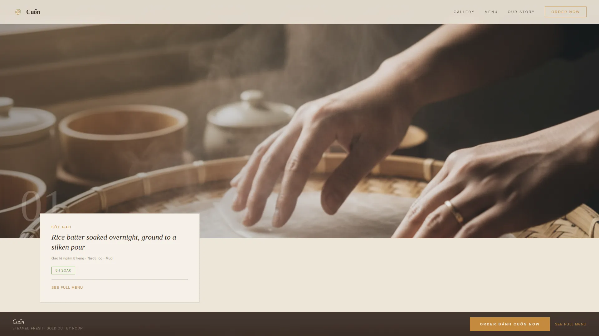 Bánh Cuốn Rice Roll Shop Landing Page Template