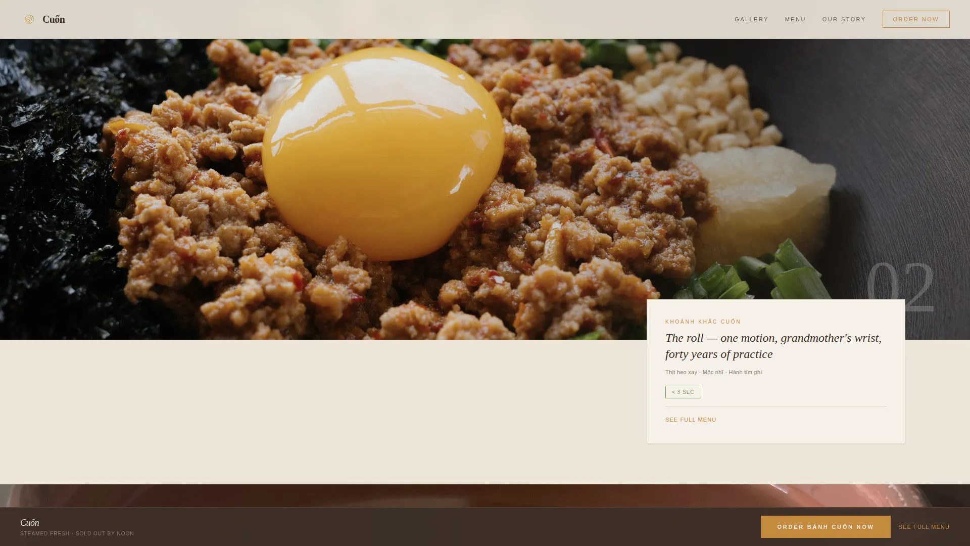 Bánh Cuốn Rice Roll Shop Landing Page Template