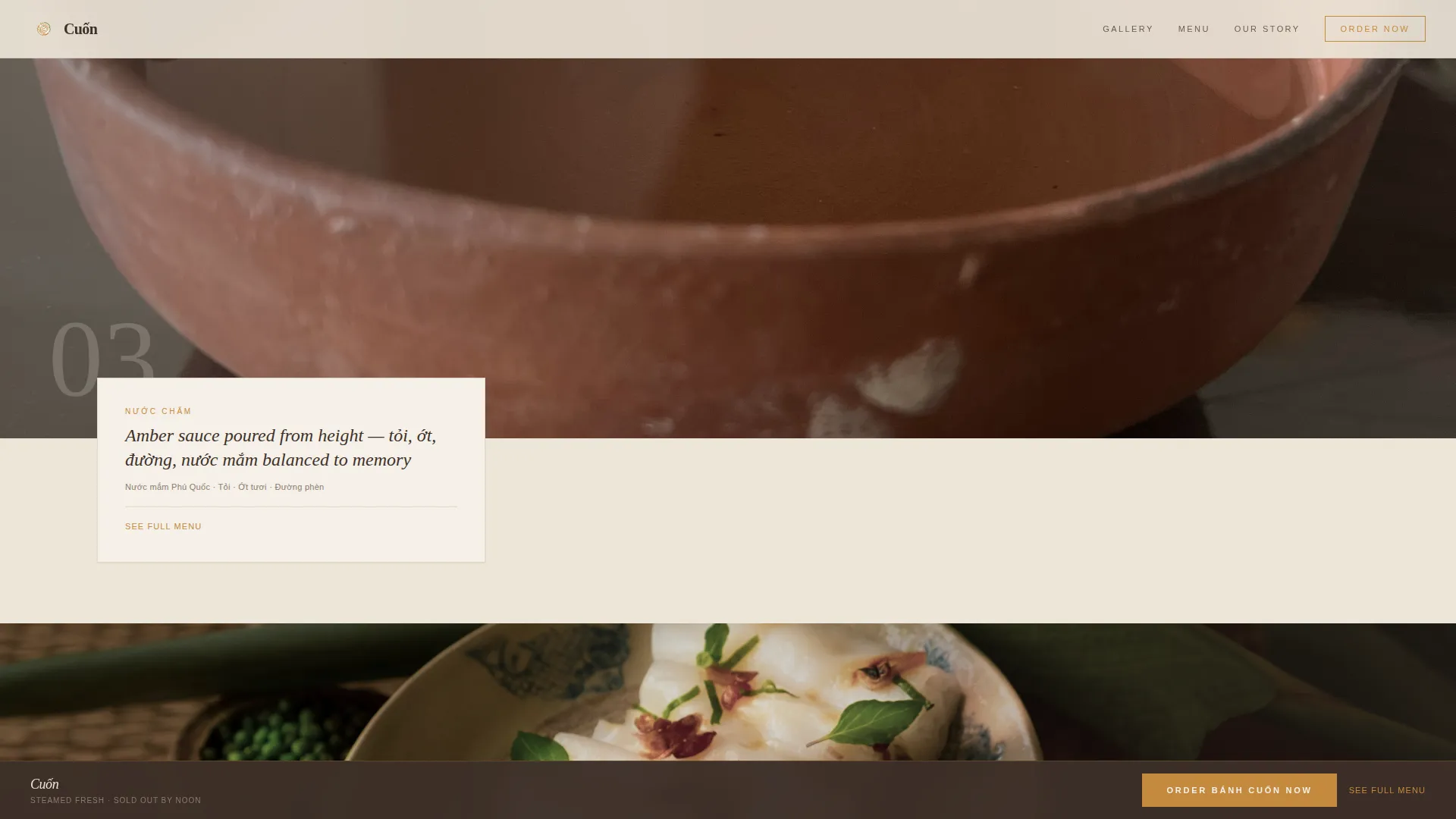 Bánh Cuốn Rice Roll Shop Landing Page Template