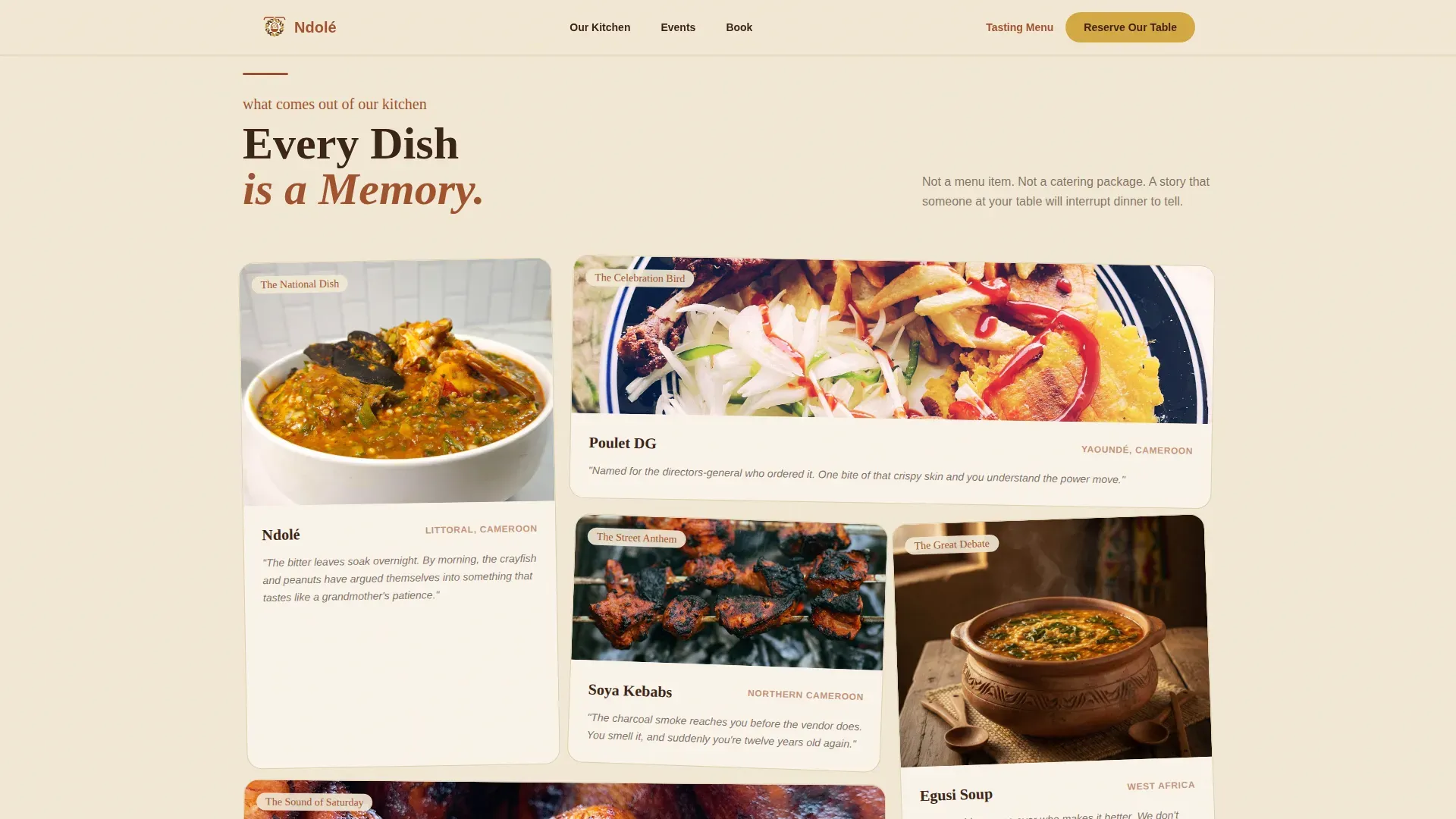 Cameroonian Cuisine Booking Website Template