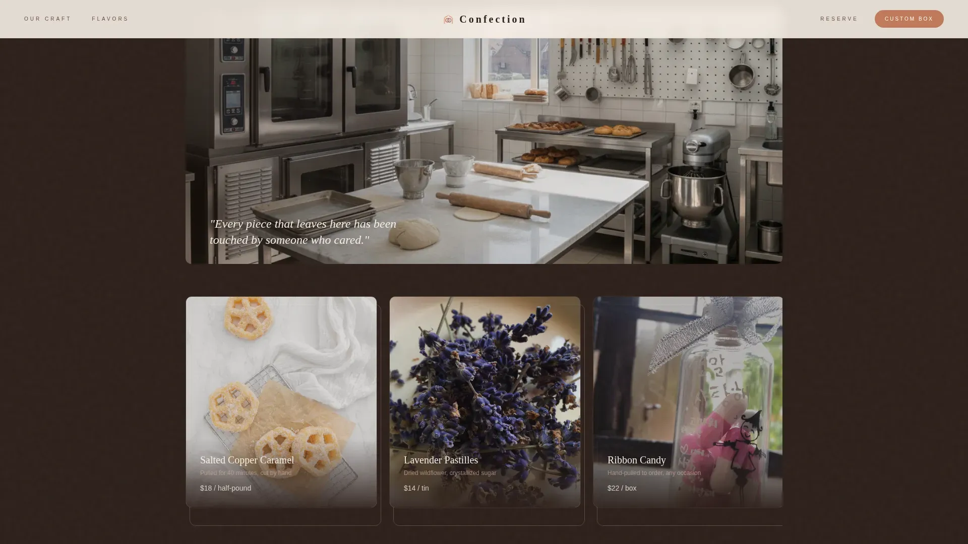 Chocolate & Confectionery Booking Website Template