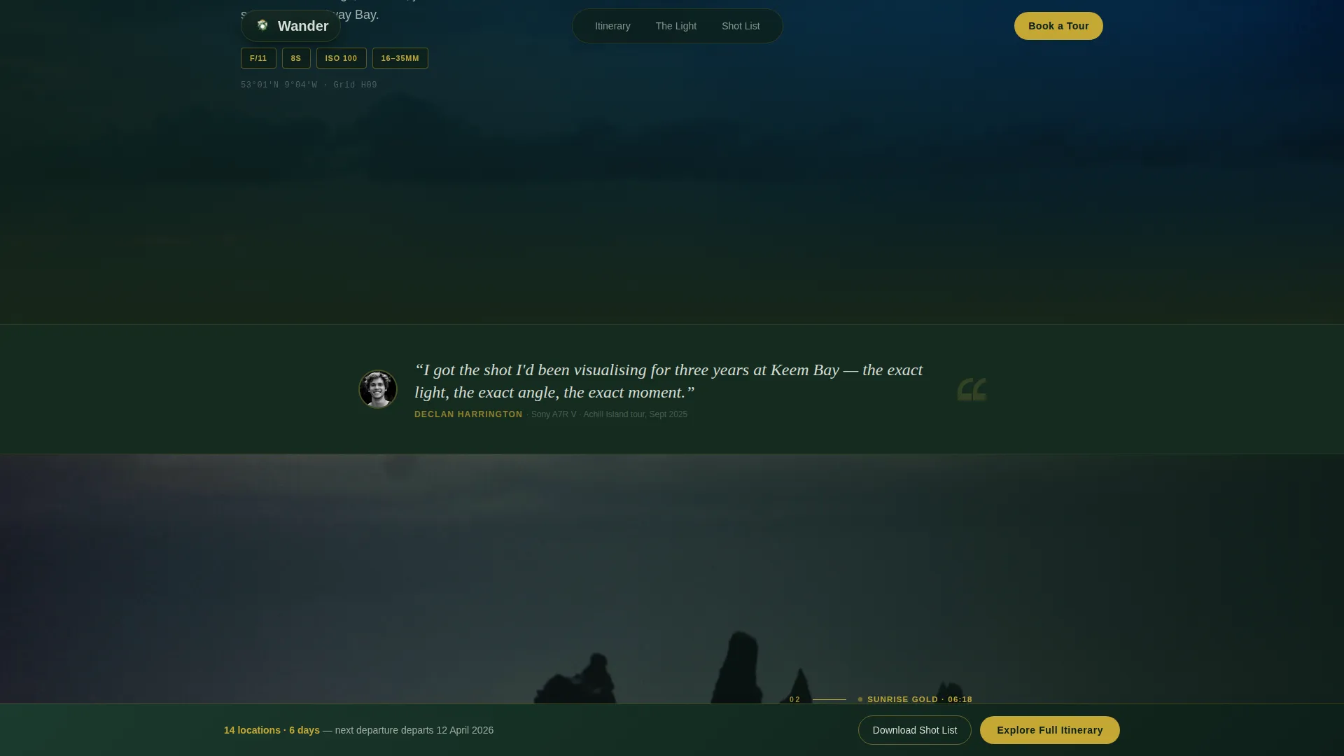 Ireland Photography Tour Landing Page Template