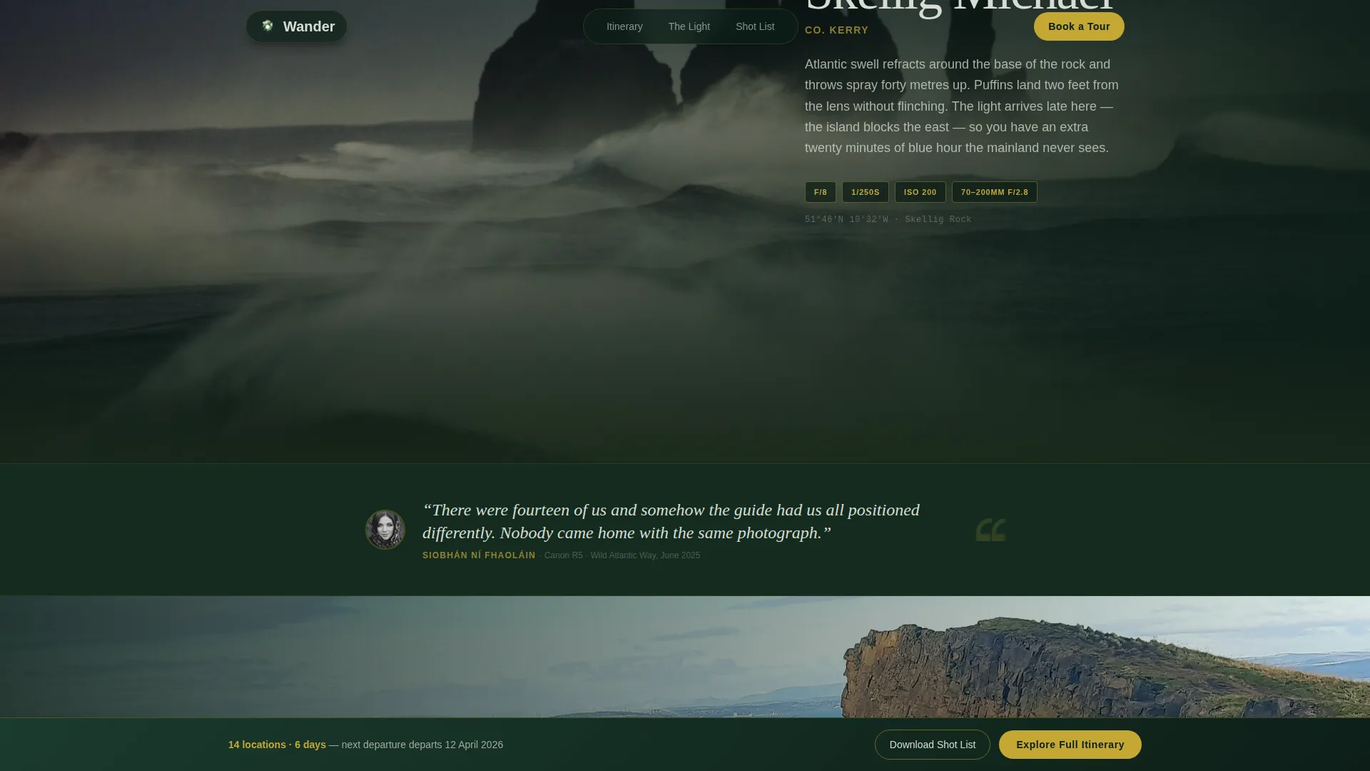 Ireland Photography Tour Landing Page Template