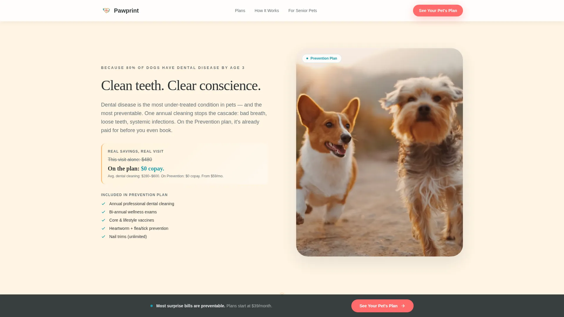 Pet Wellness Plan Landing Page Template