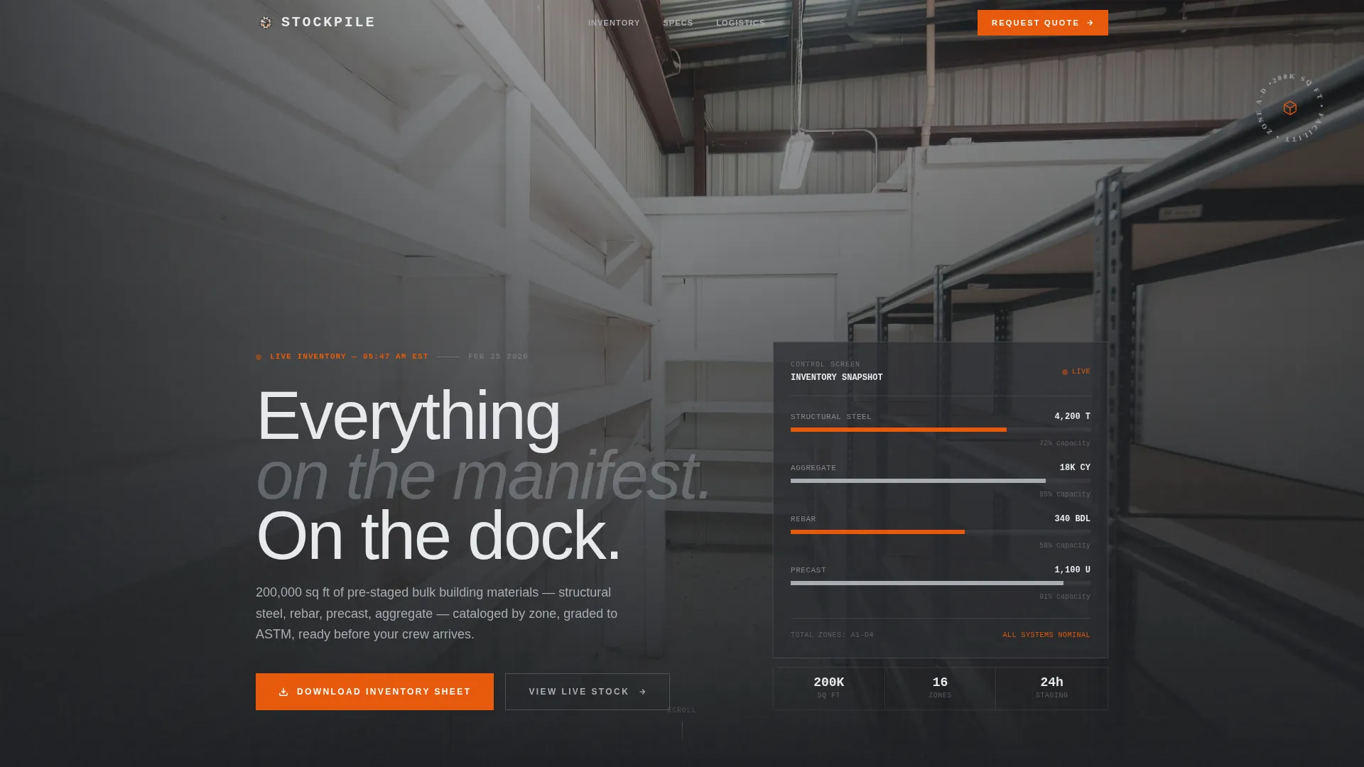 Precision Warehouse | Free Website Template | Rocket