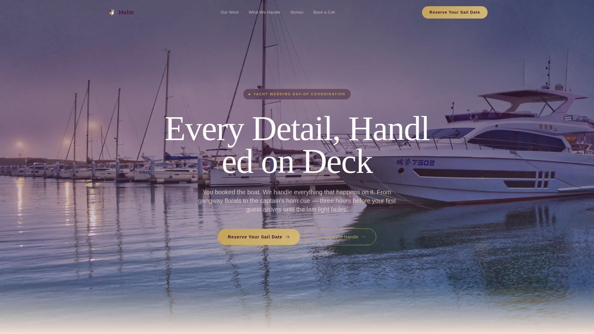 Yacht Wedding Day-Of Coordinator Landing Page Template