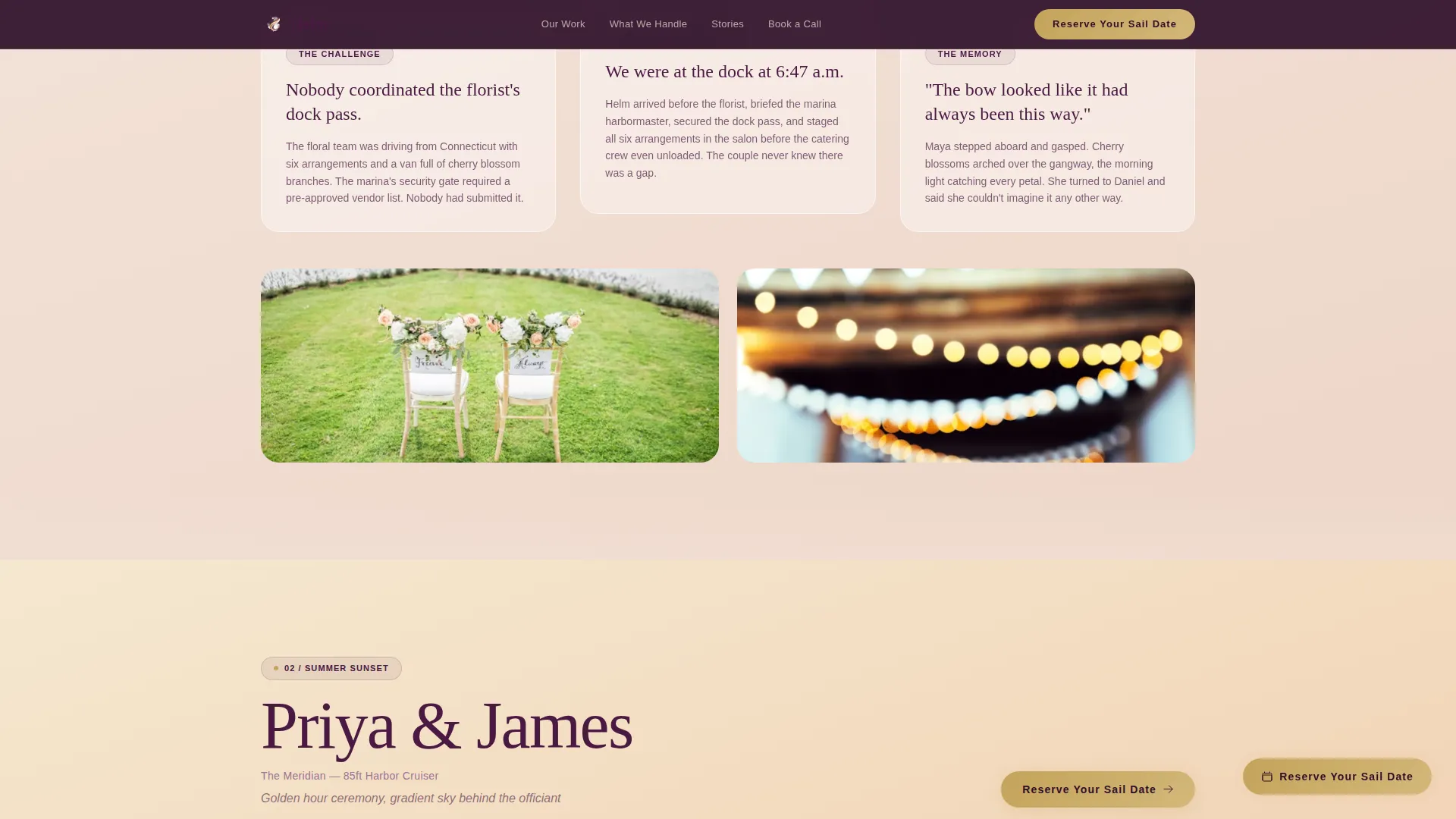 Yacht Wedding Day-Of Coordinator Landing Page Template