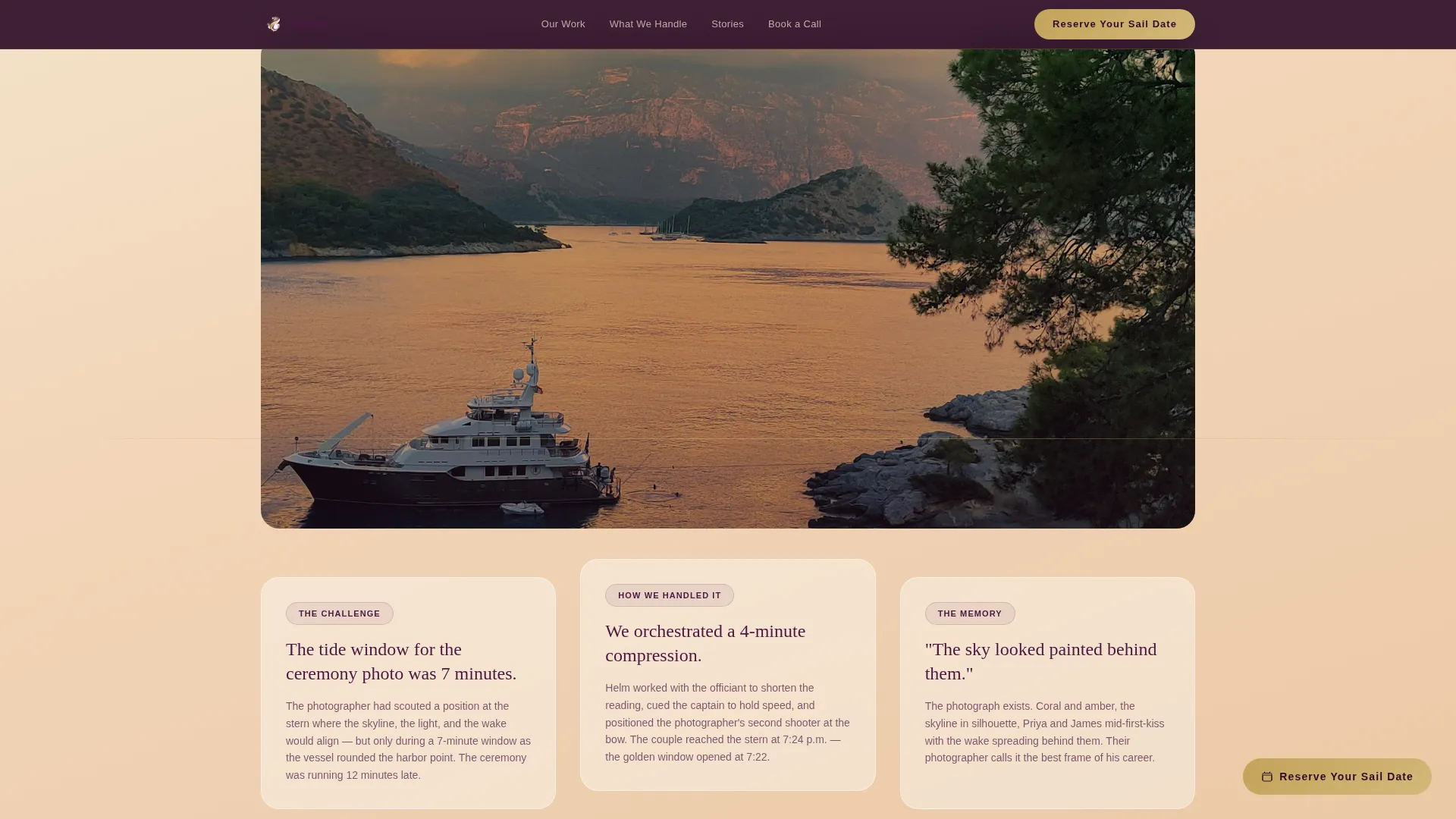 Yacht Wedding Day-Of Coordinator Landing Page Template
