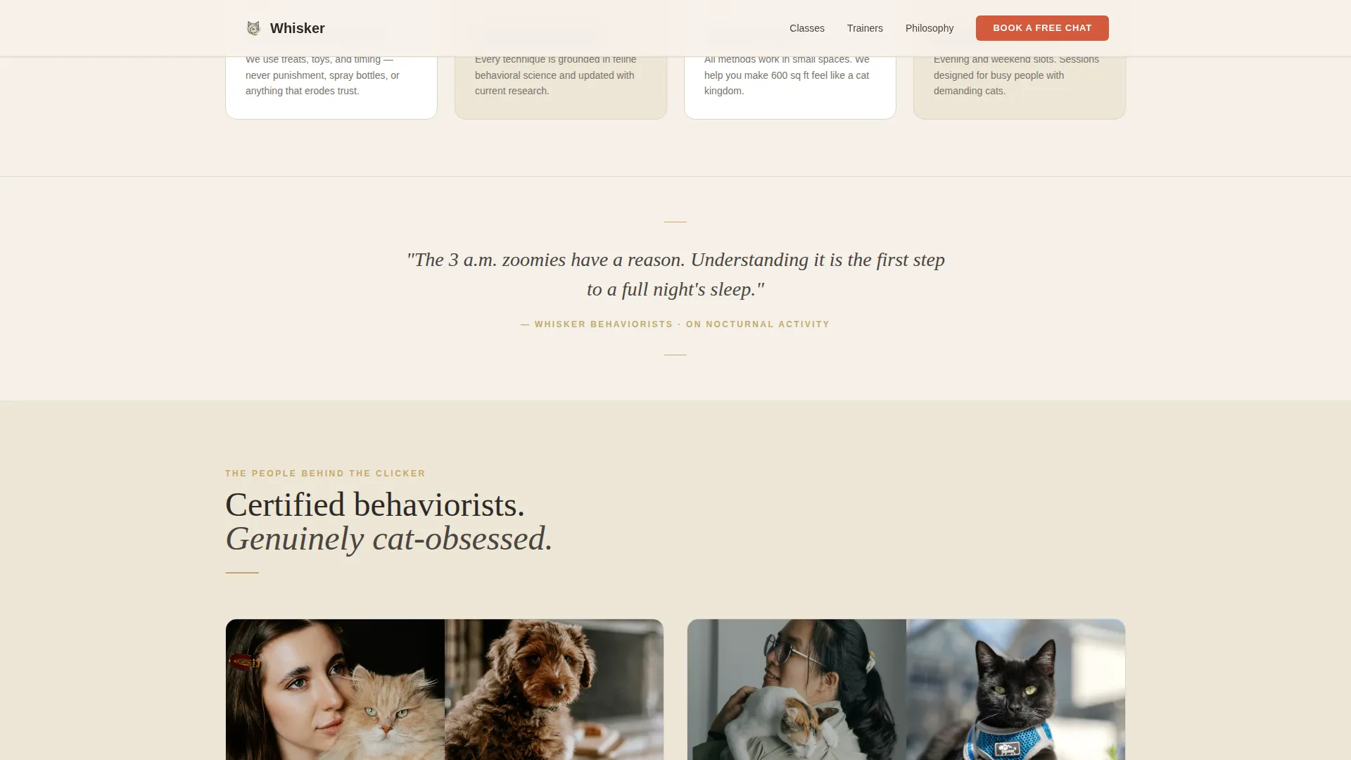 Cat Training Landing Page Template | Warm Artisan Style