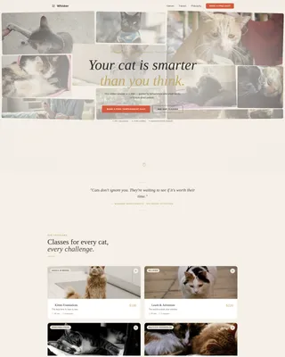 Cat Training Landing Page Template | Warm Artisan Style