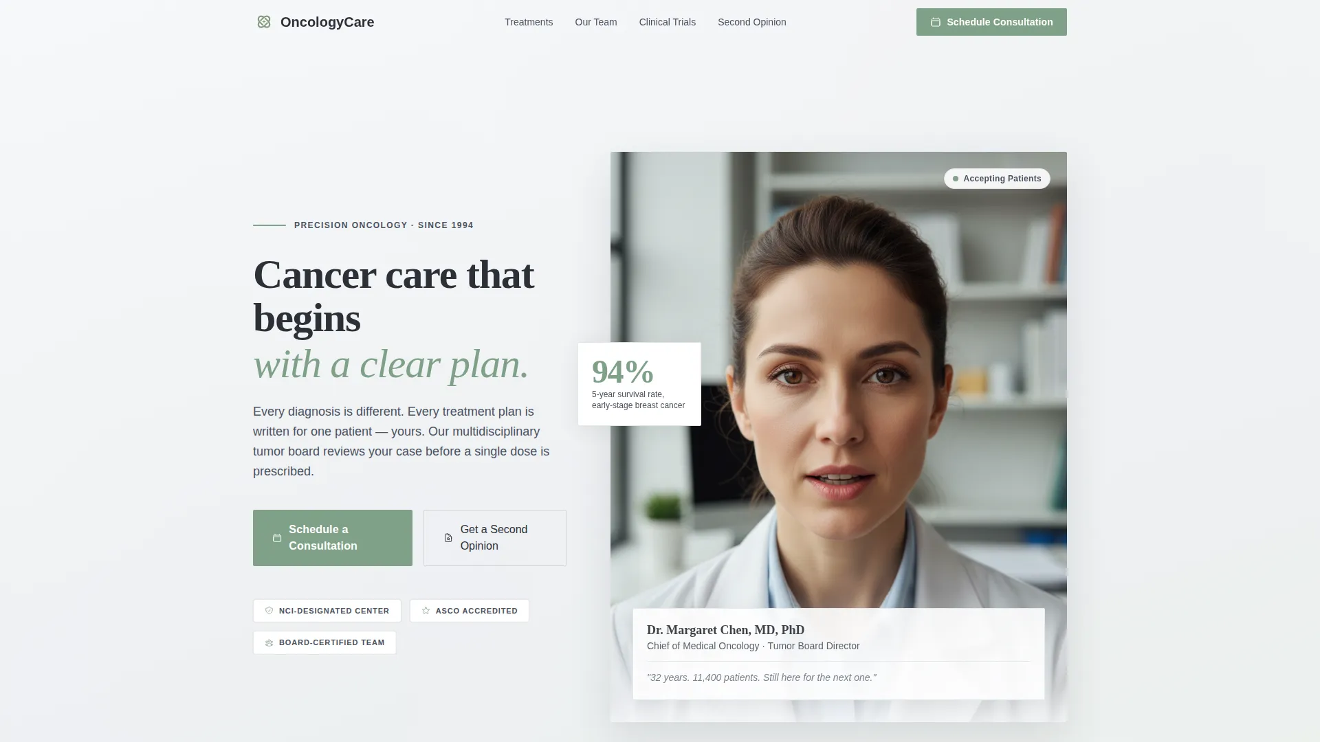 Cancer Center Landing Page Template