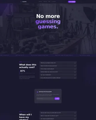 Photography Studio FAQ & Client Objection Website Template
