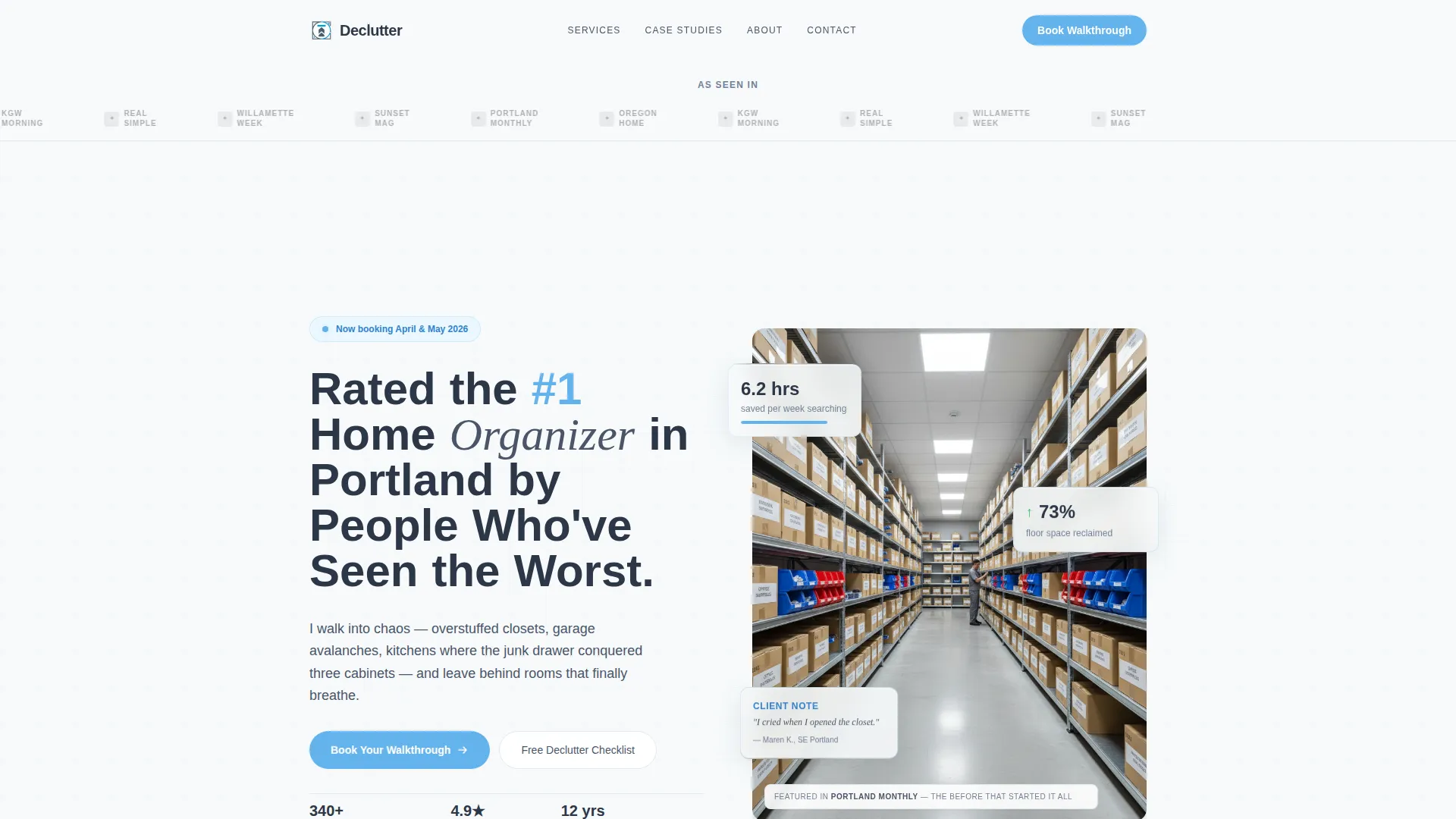 Professional Organizer Booking Website Template