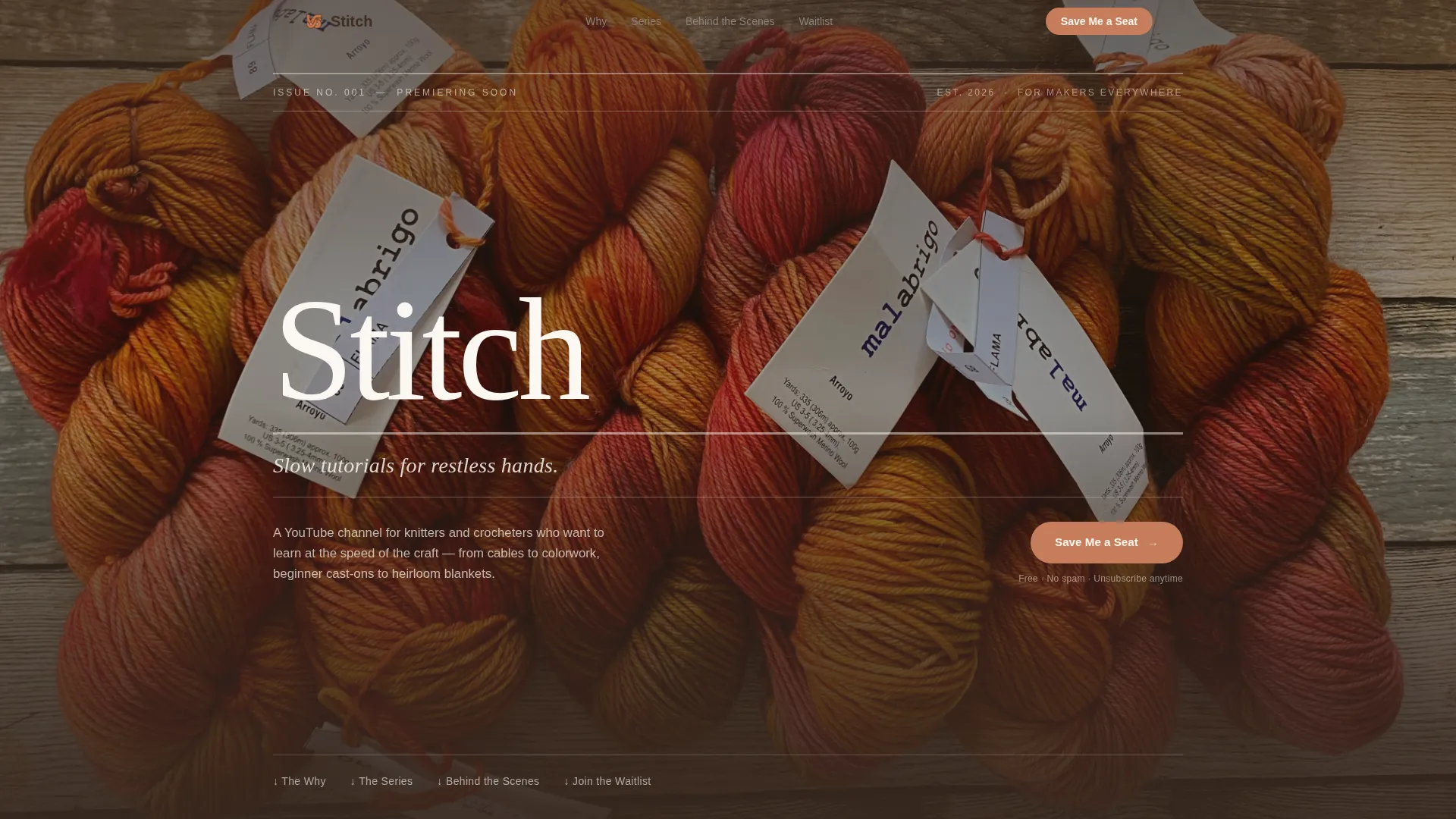 Knitting & Crochet Content Pre-Launch Website Template