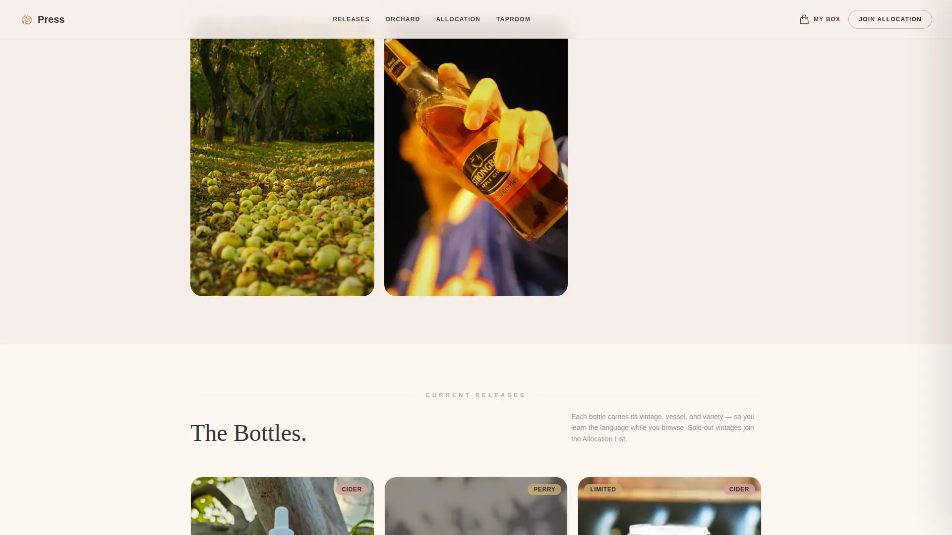 Craft Cider Producer Landing Page Template