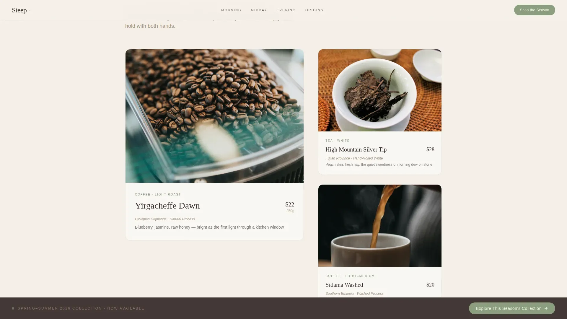 Food & Beverage Brand Pricing Website Template