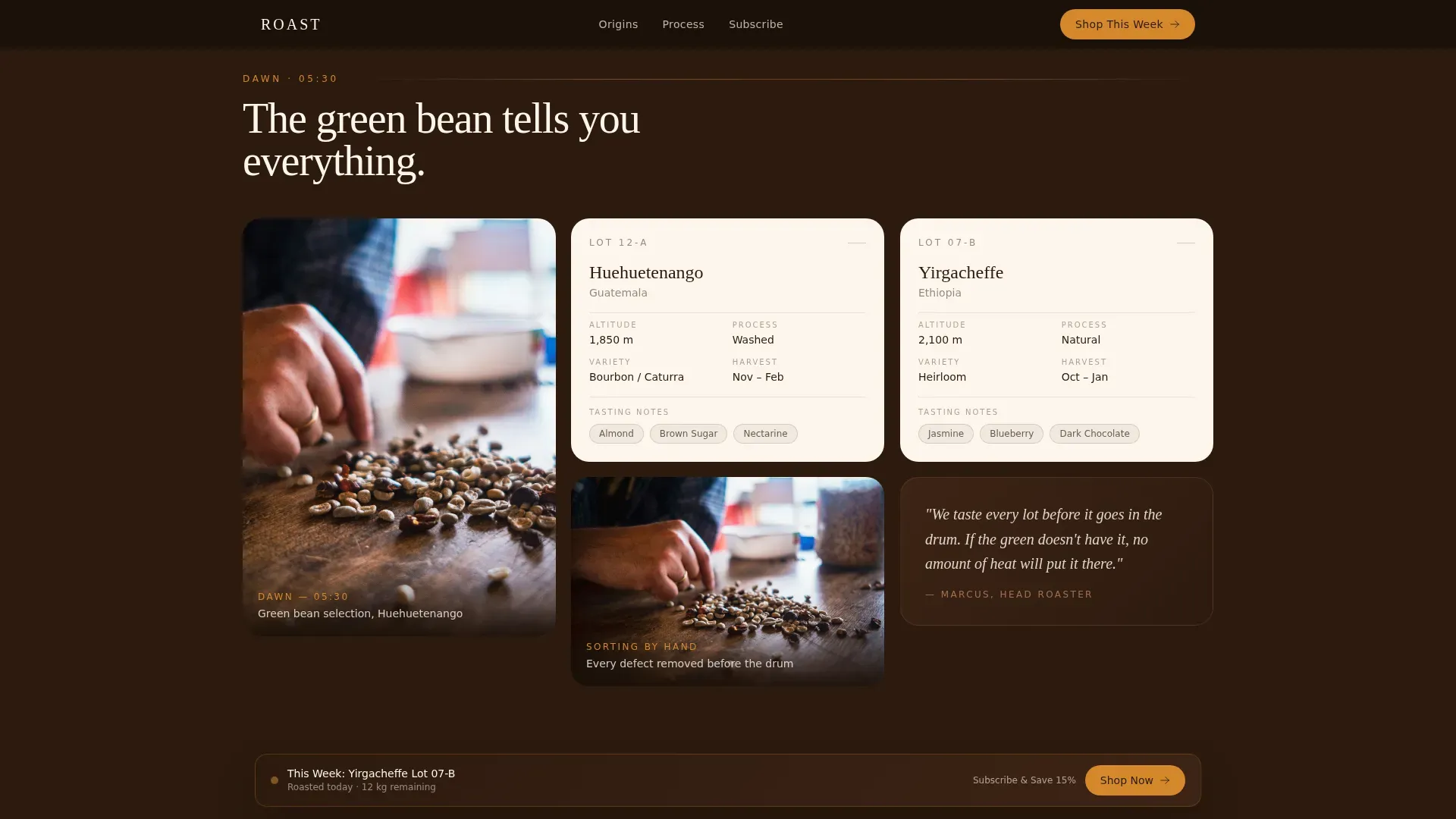 Artisan Coffee Roaster & Online Retail Website Template