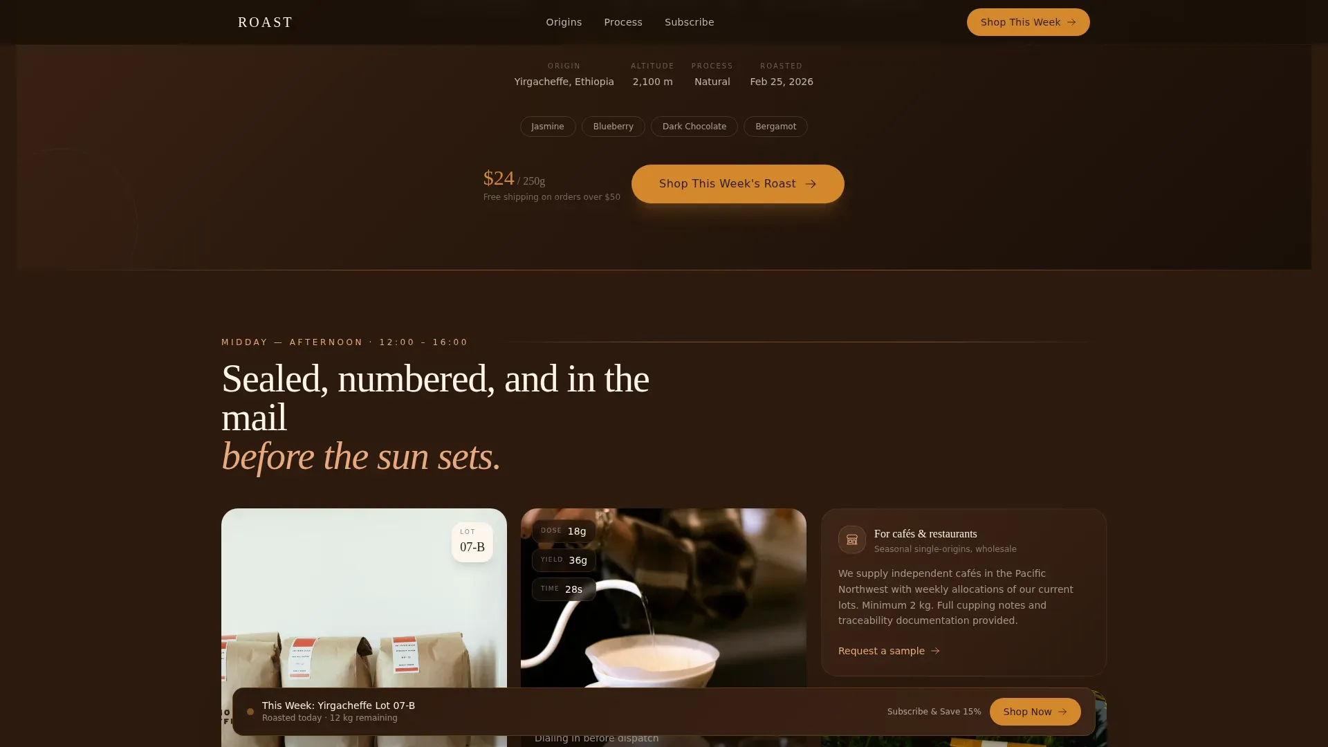 Artisan Coffee Roaster & Online Retail Website Template