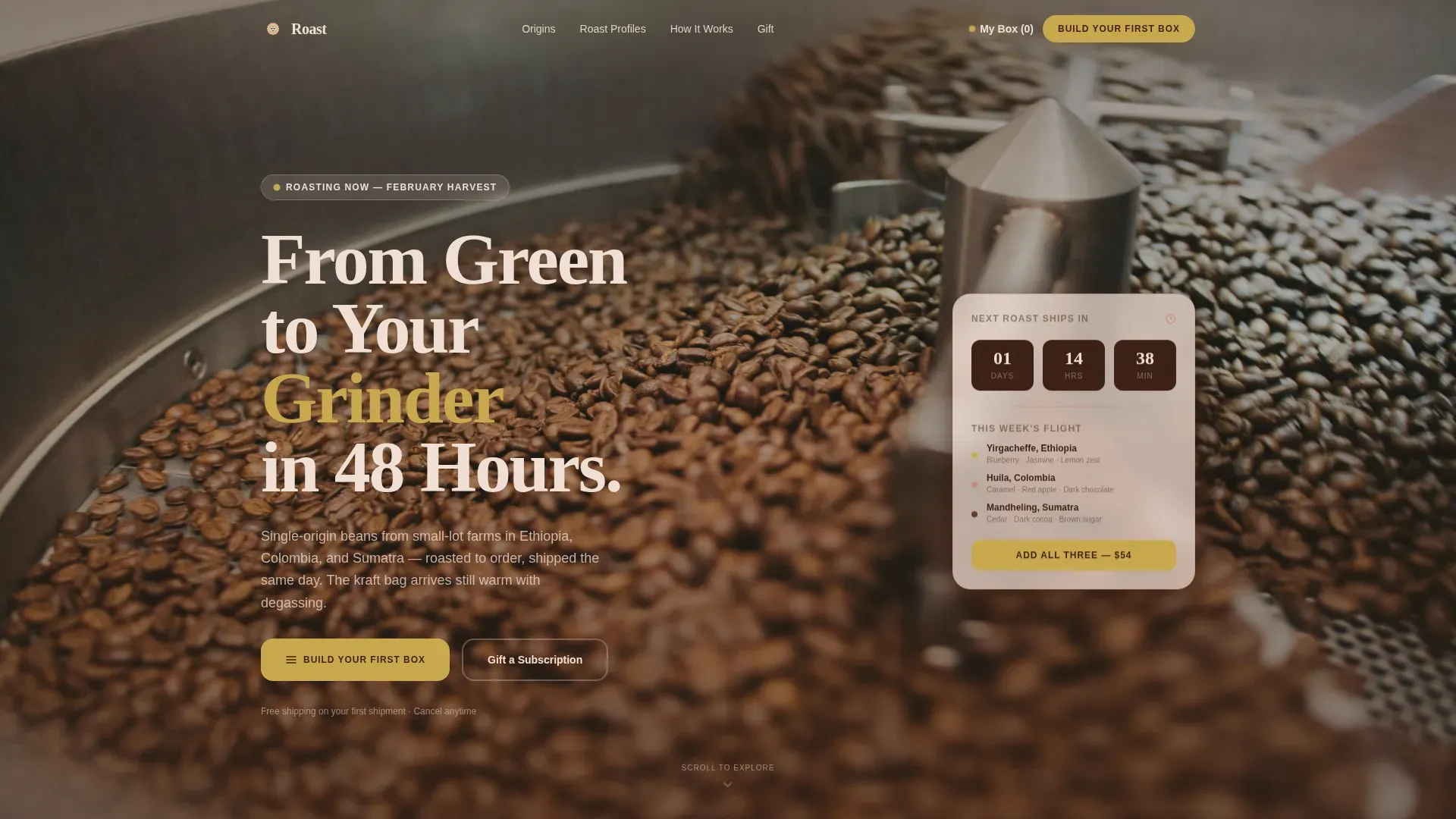 Coffee Roaster & Specialty Coffee Pricing Website Template