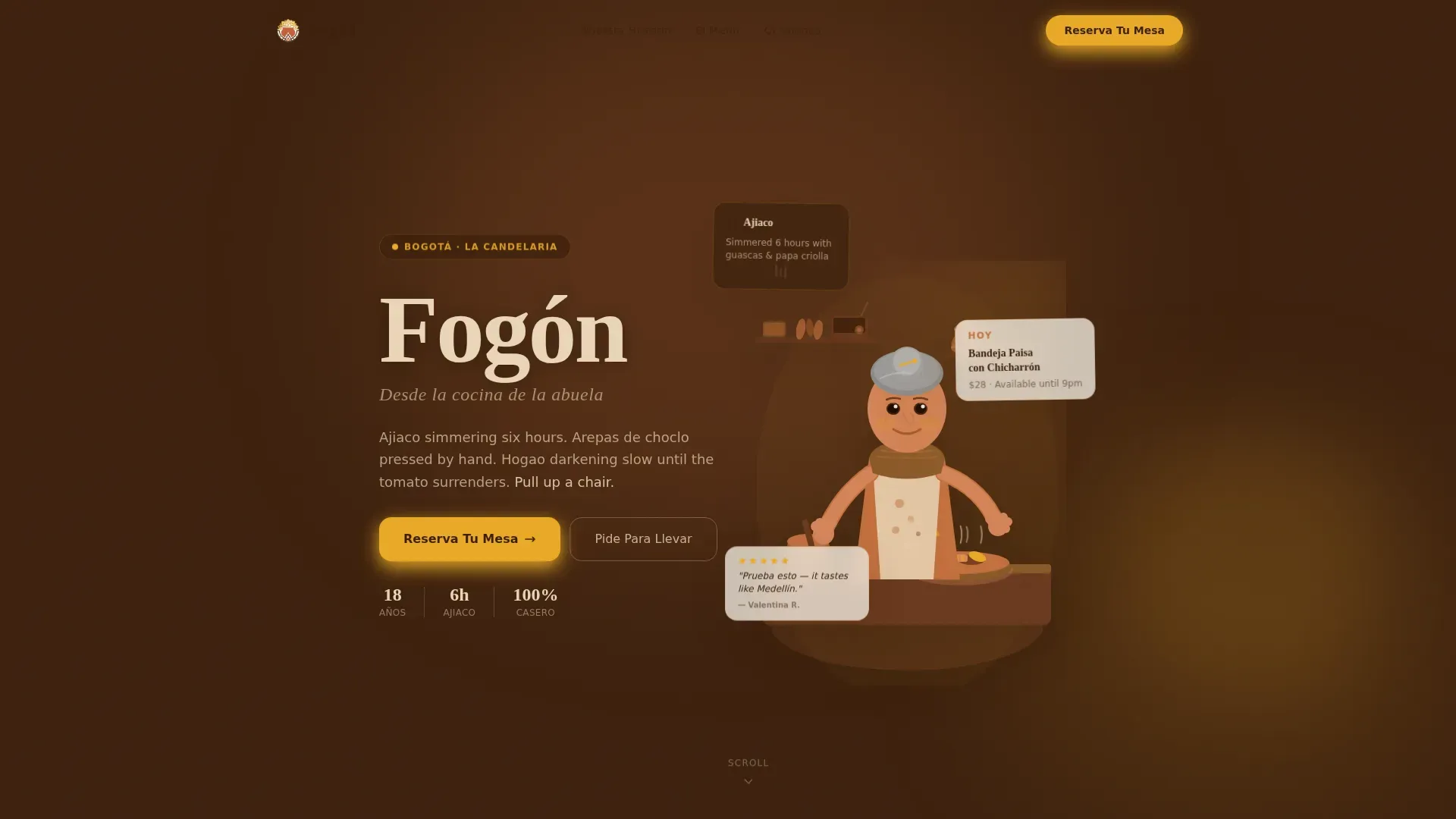 Authentic Colombian Restaurant | Free Website Template | Rocket