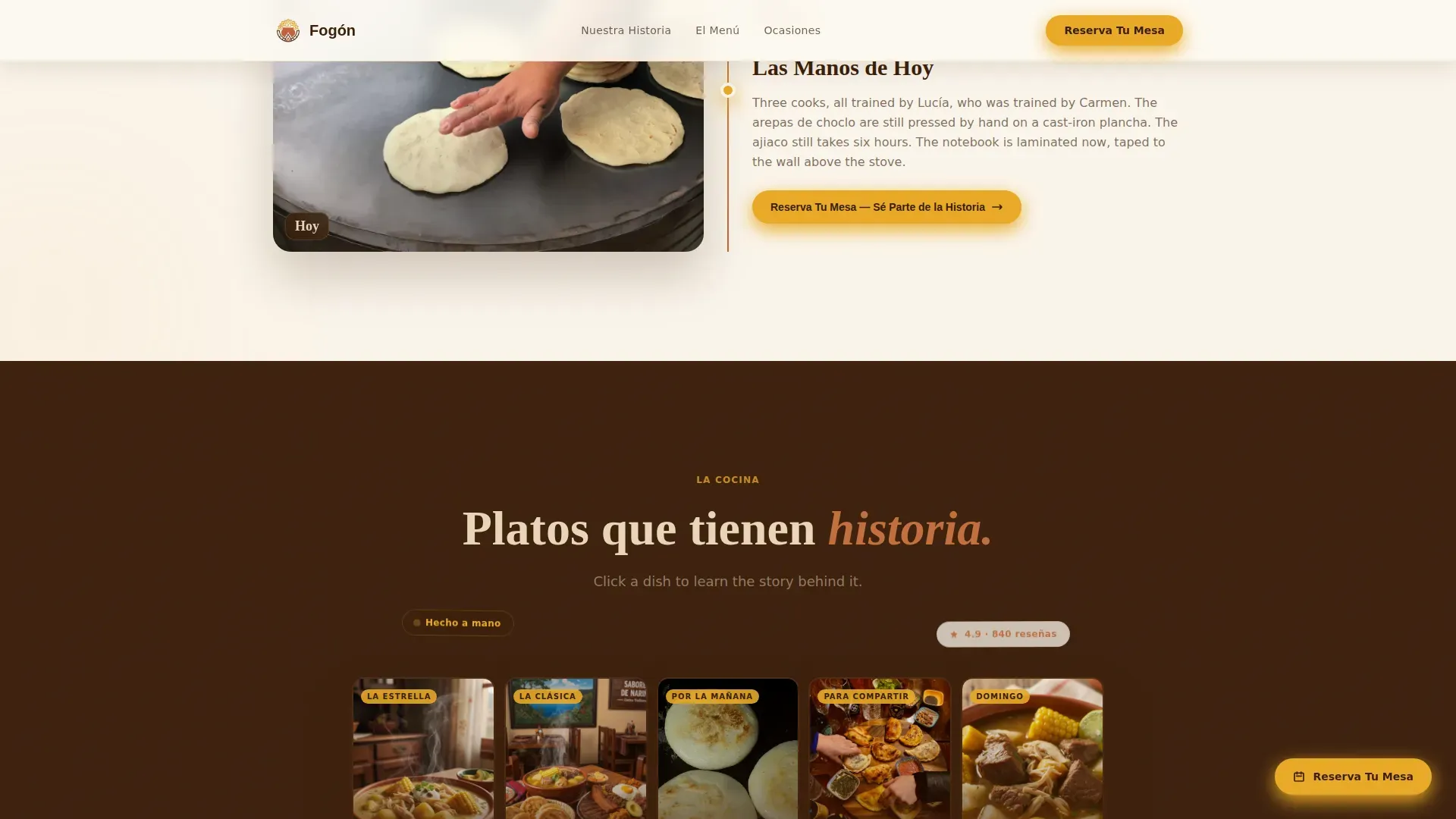 Authentic Colombian Restaurant | Free Website Template | Rocket