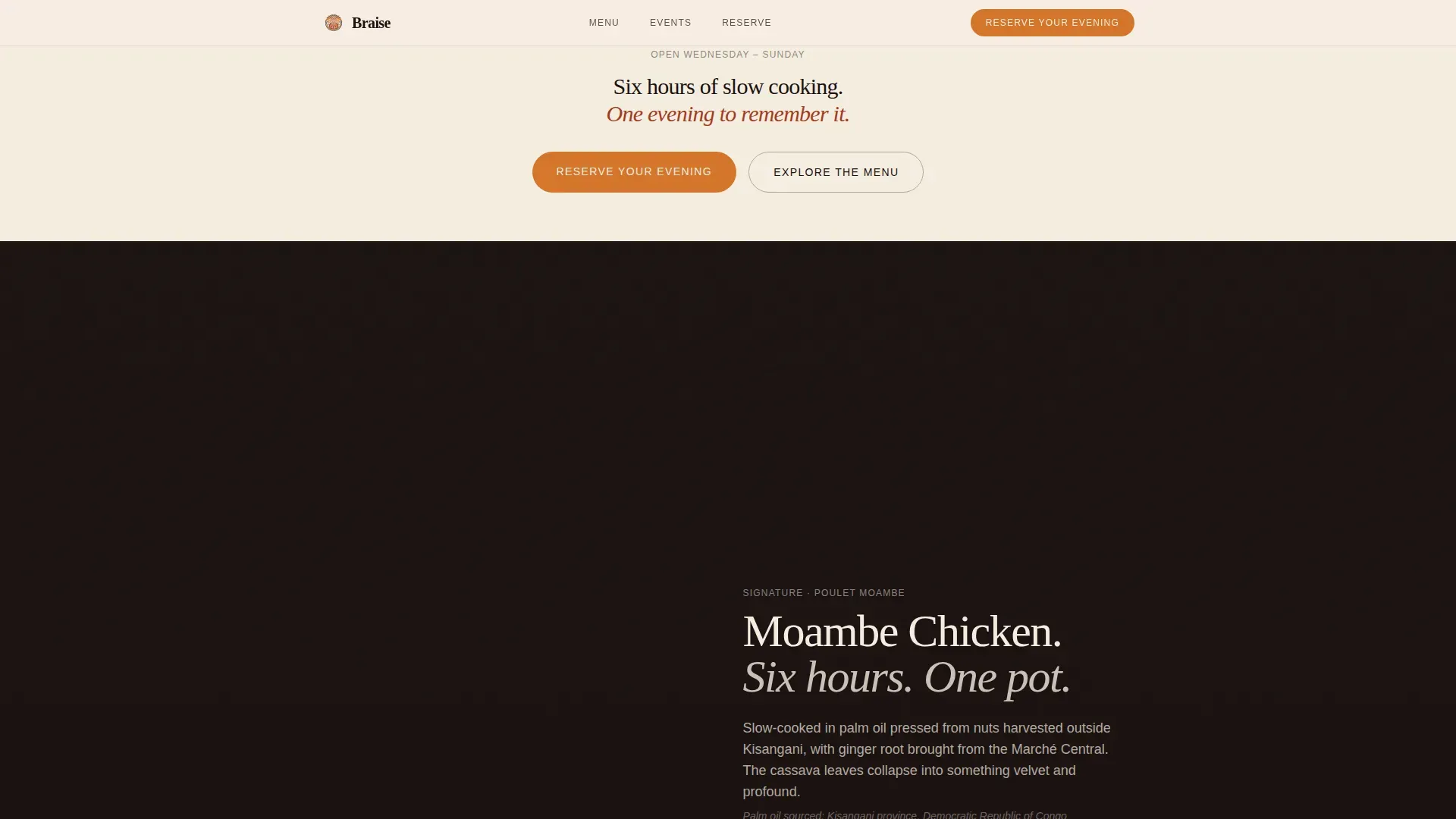 Luxe Congolese Dining Reservation Landing Page Template