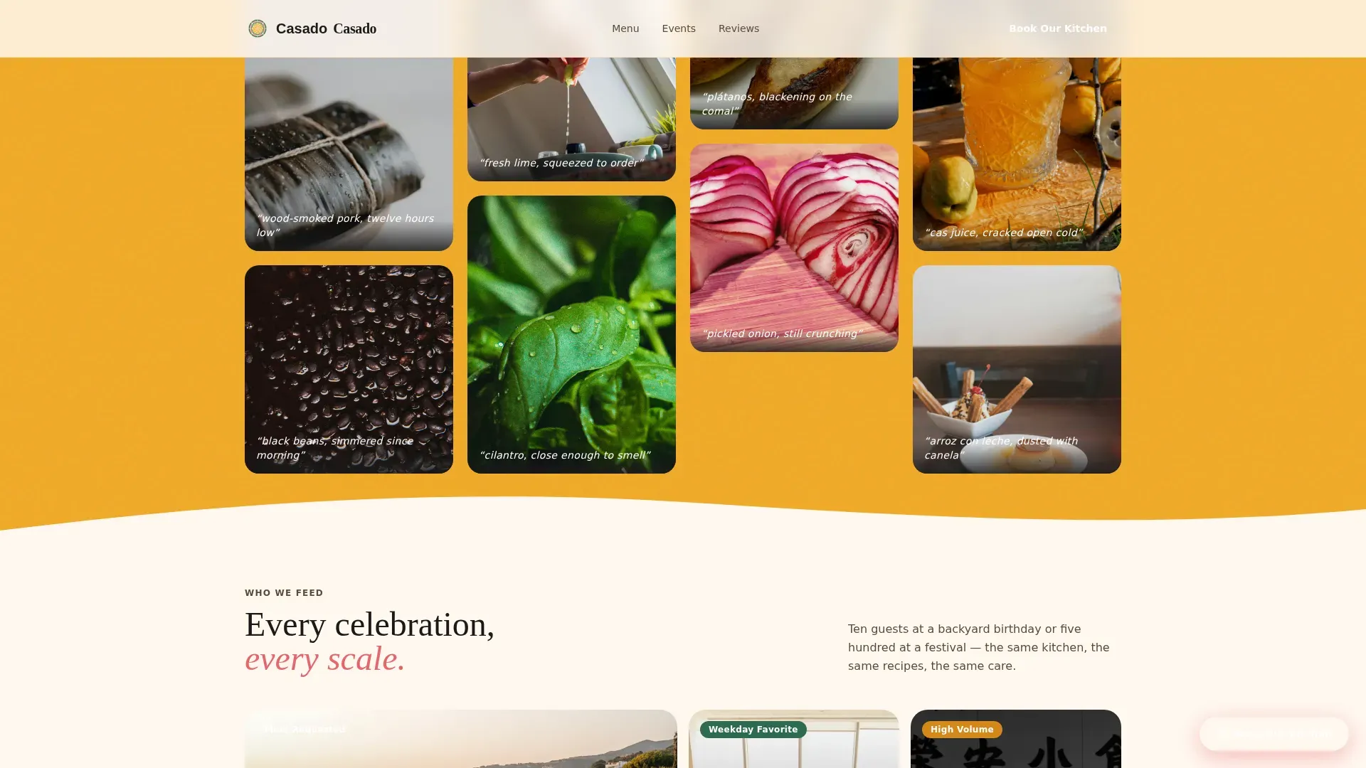 Bold Tropical Catering | Free Website Template | Rocket