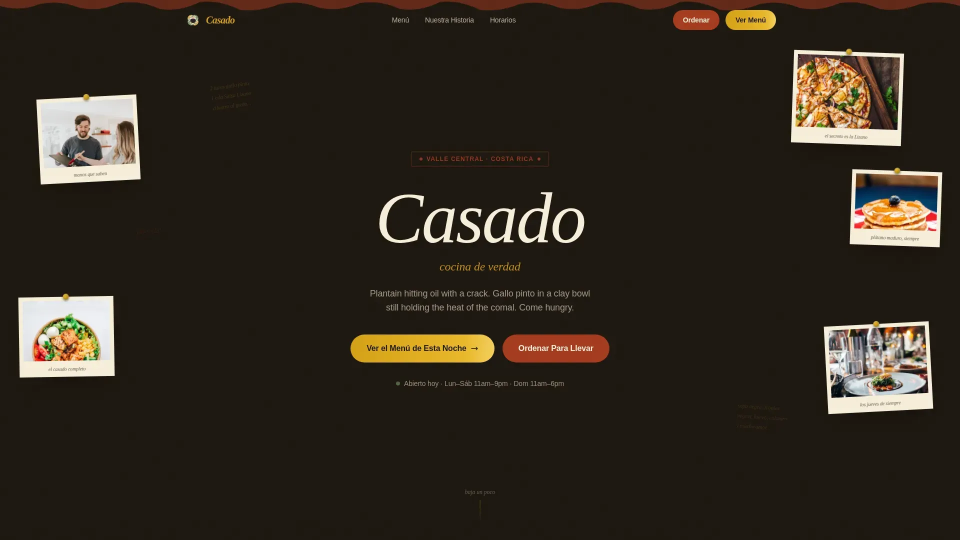 Costa Rican Restaurant | Free Website Template | Rocket
