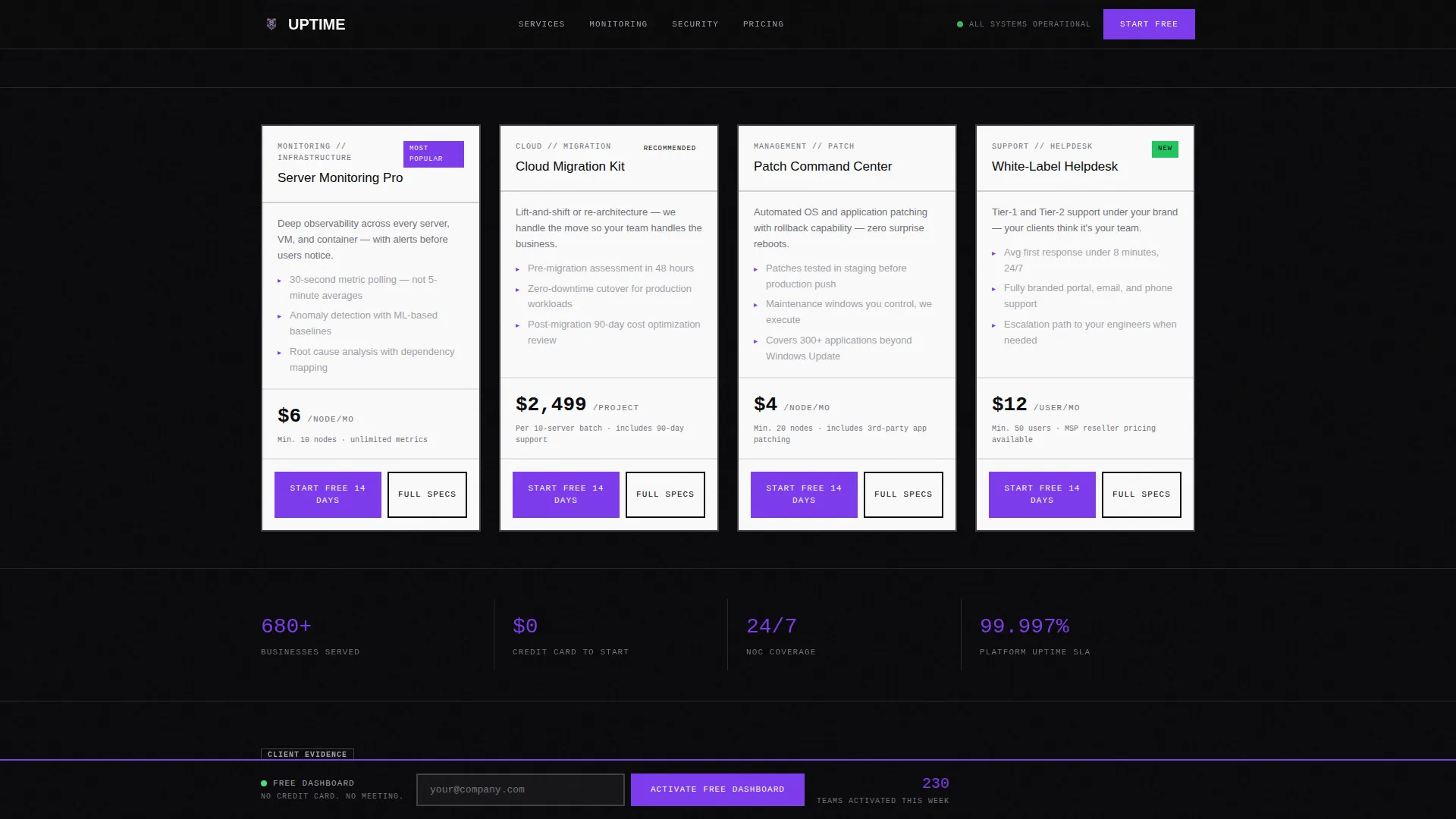 IT Services Digital Presence Pricing Website Template