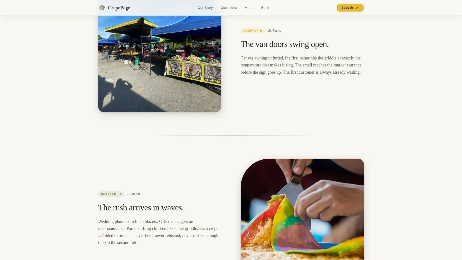 Pastoral Charm Market Catering Landing Page Template