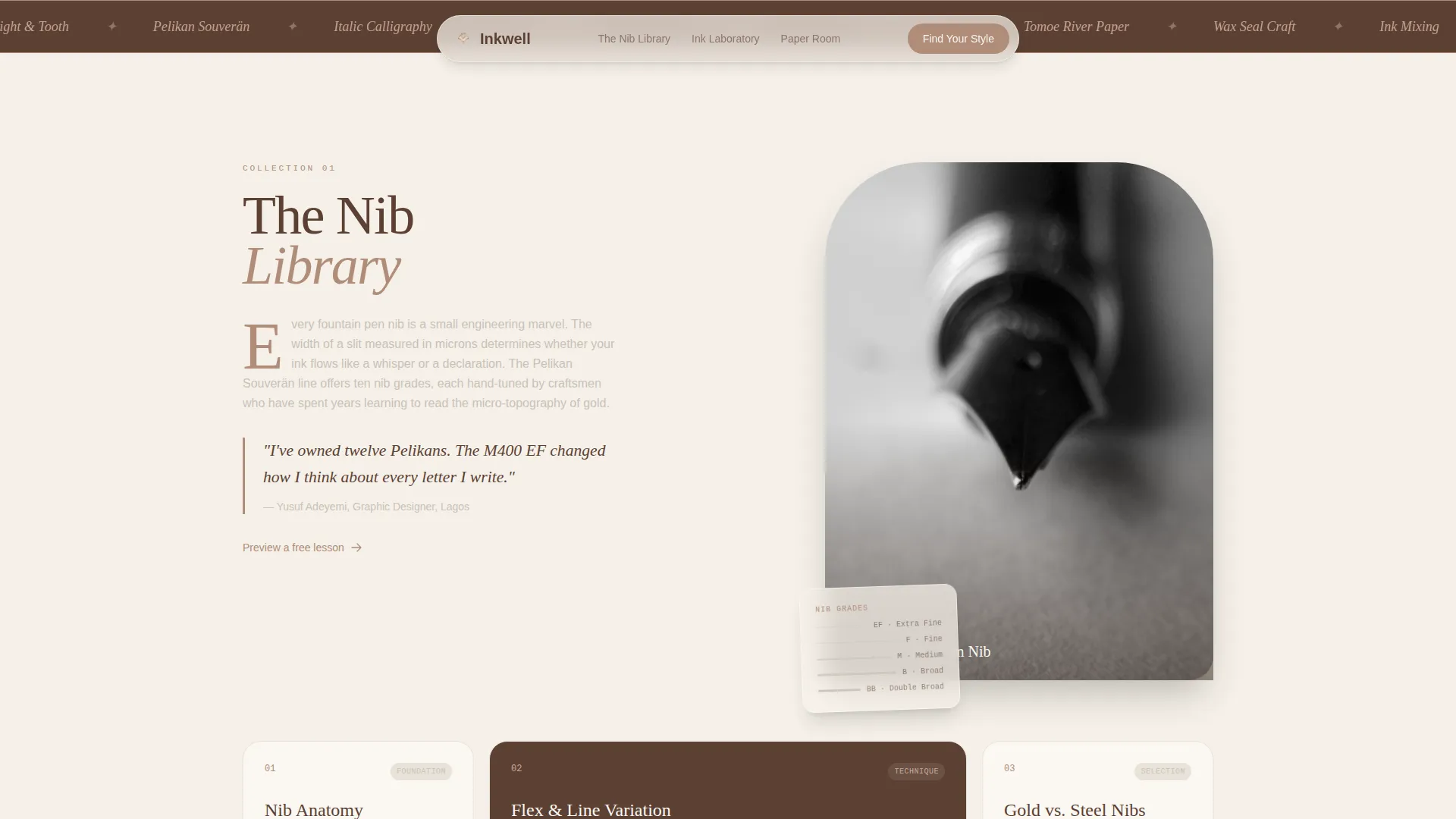 Fountain Pen & Stationery Content Blog Website Template