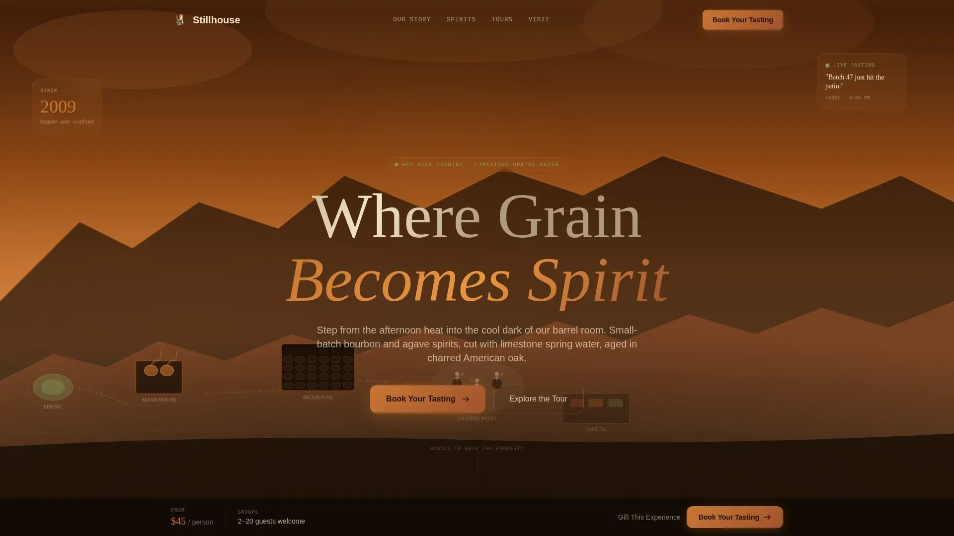 Distillery & Spirits Booking Website Template