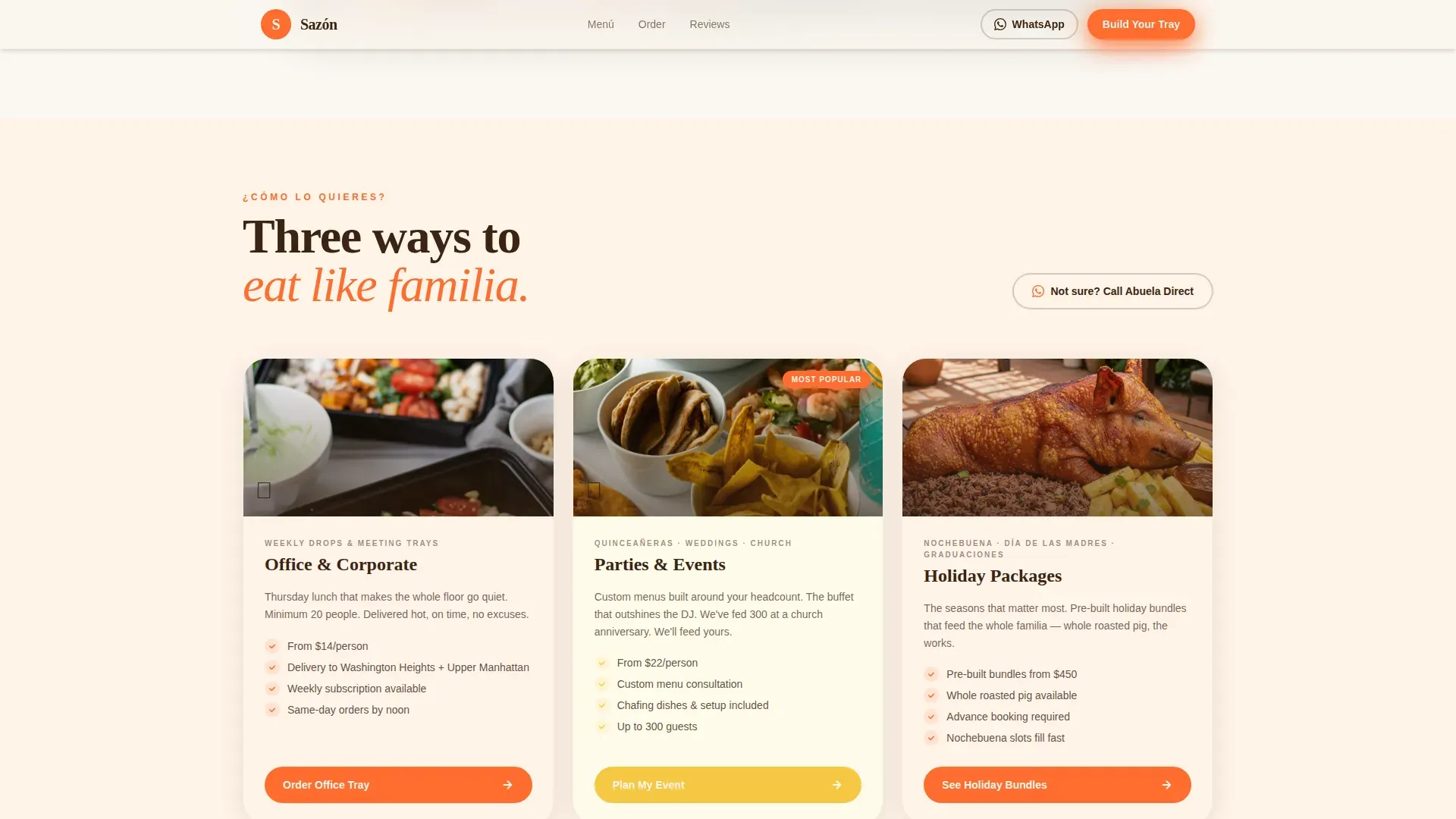 Authentic Dominican Catering | Free Website Template | Rocket