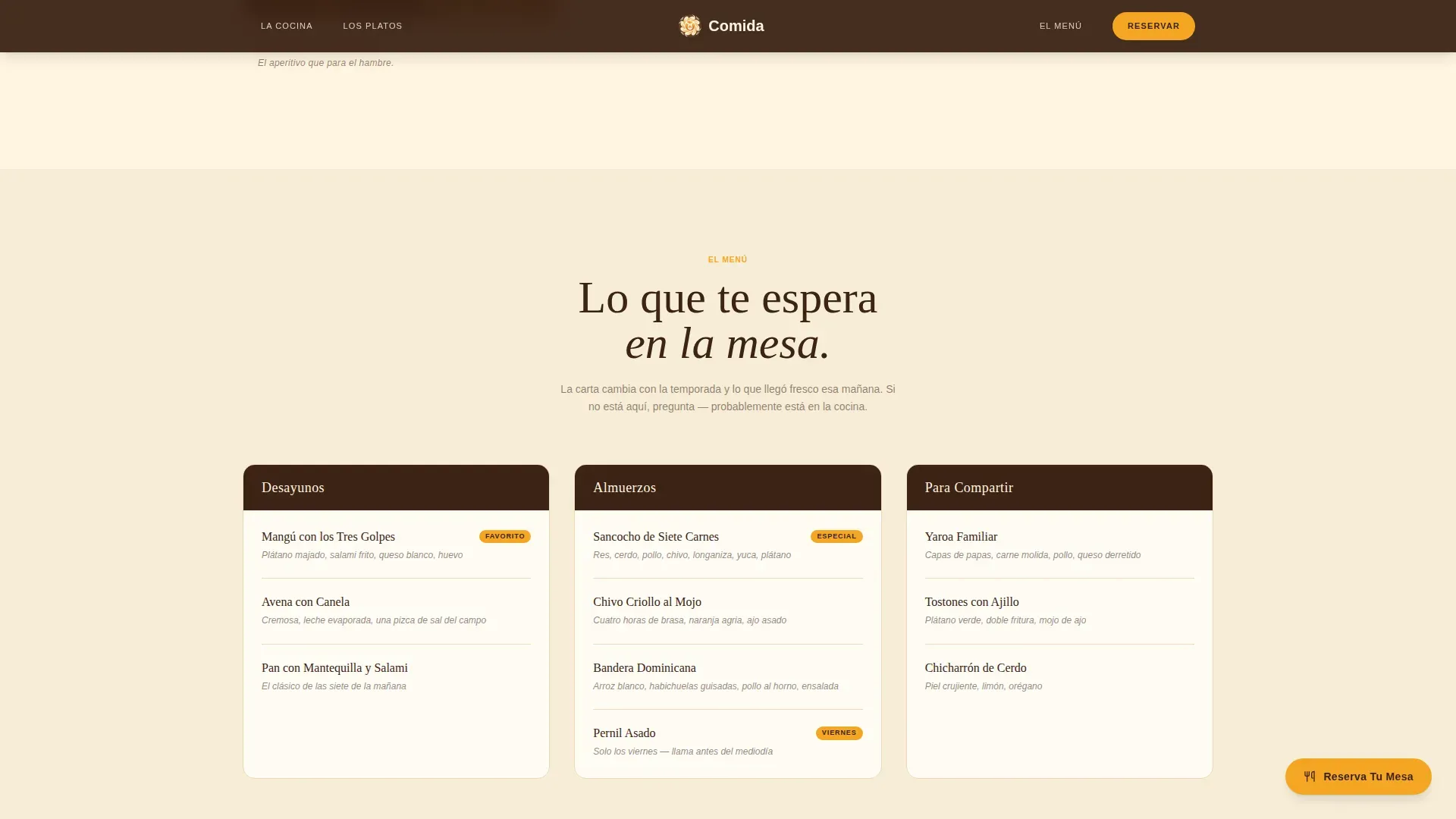 Authentic Dominican Restaurant | Free Website Template | Rocket