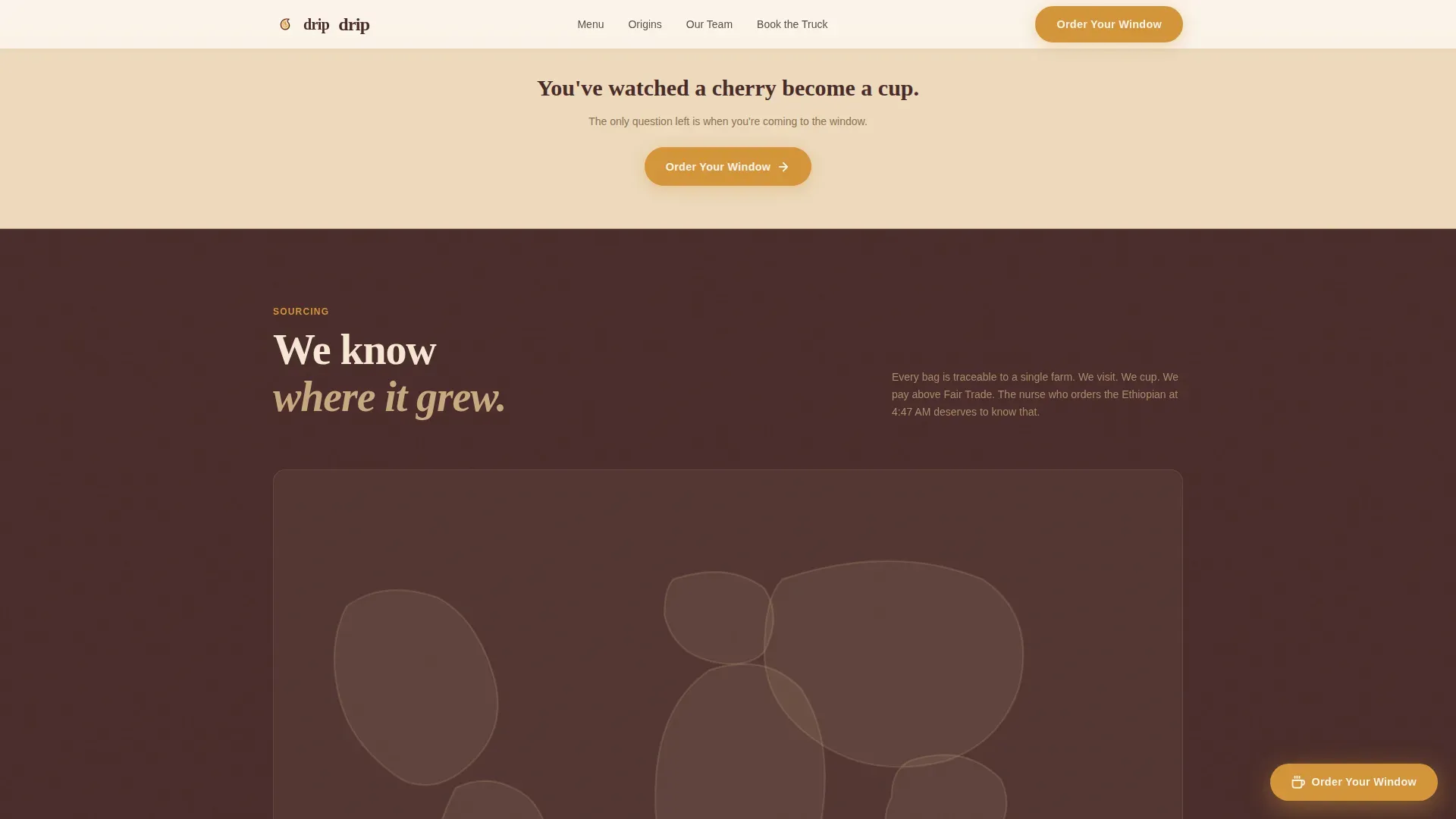 Drive-Through Specialty Coffee & Ordering Website Template