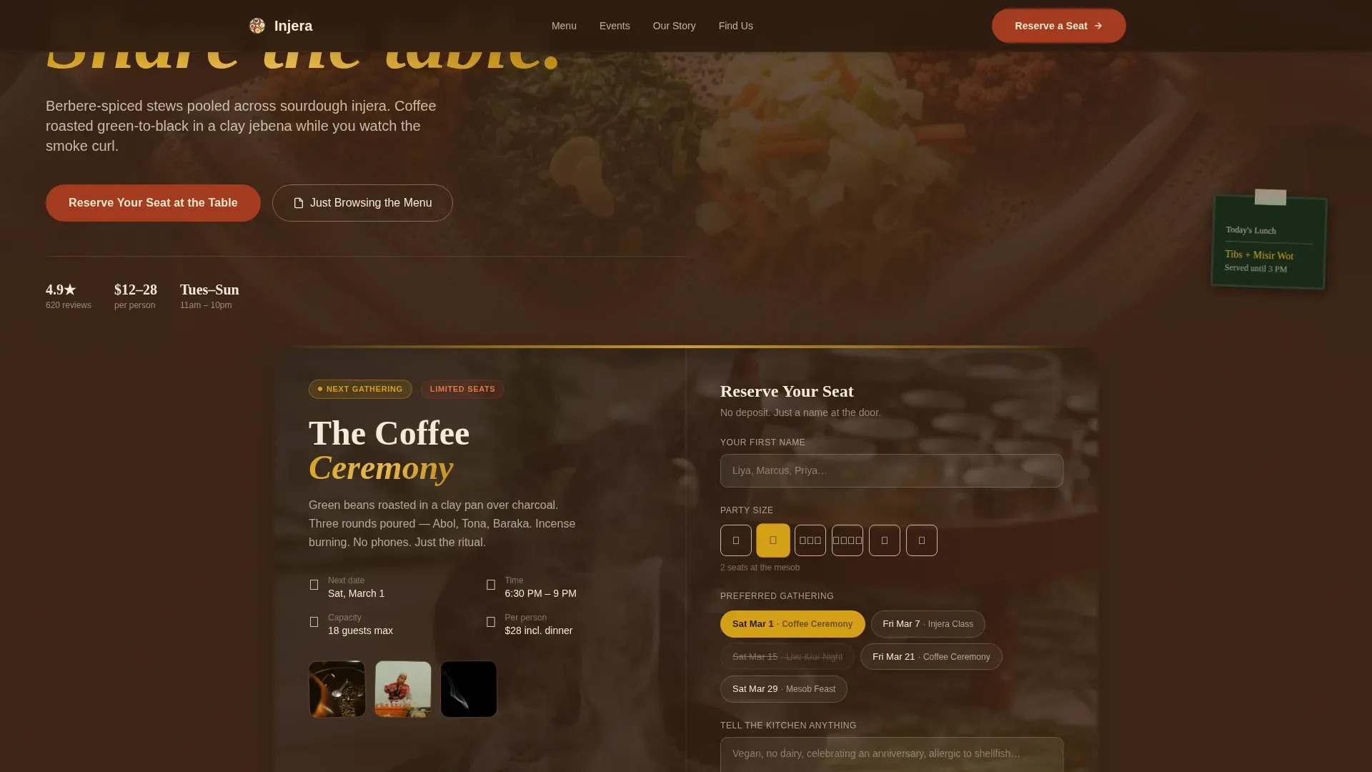 African Cuisine & Dining Portfolio Website Template