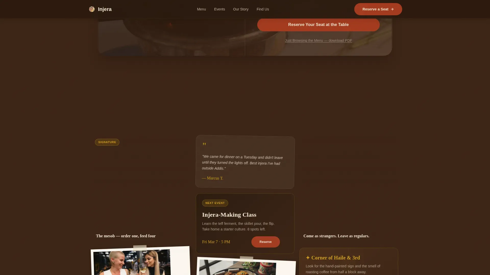 African Cuisine & Dining Portfolio Website Template