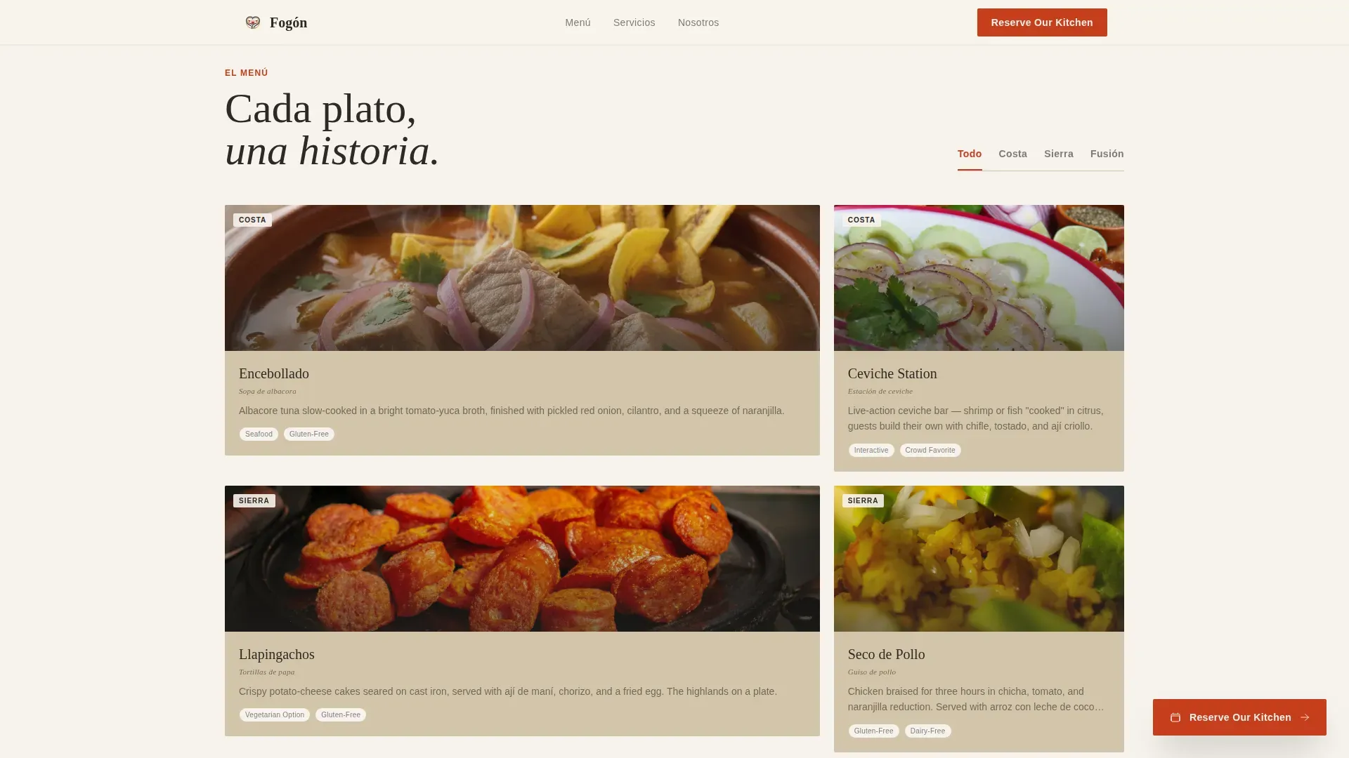 Authentic Ecuadorian Catering | Free Website Template | Rocket