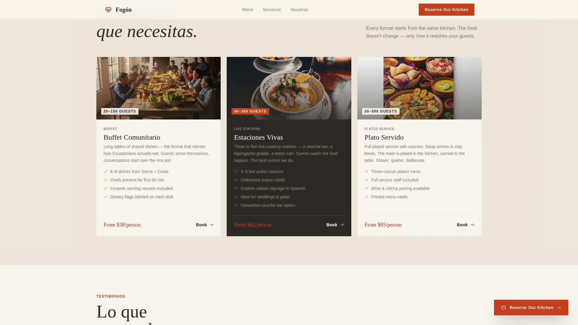 Authentic Ecuadorian Catering | Free Website Template | Rocket