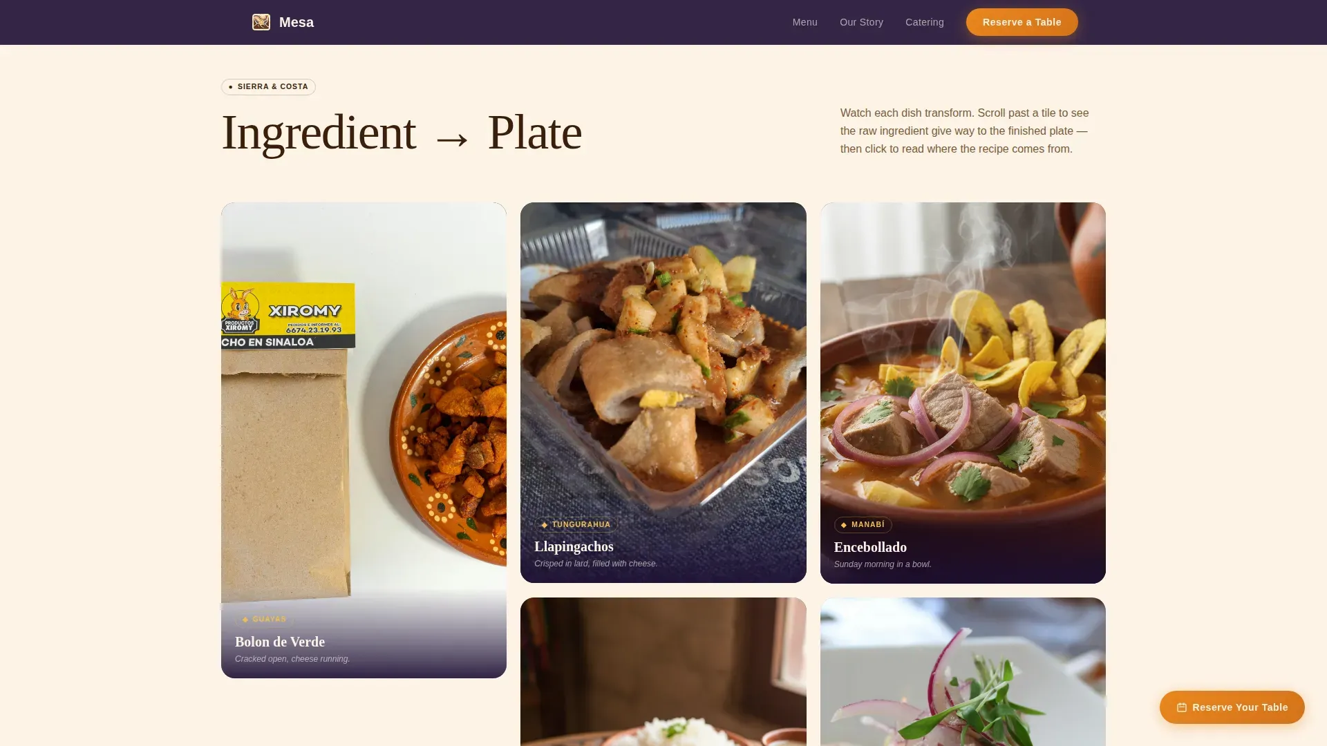 Agrarian Ecuadorian Restaurant | Free Website Template | Rocket