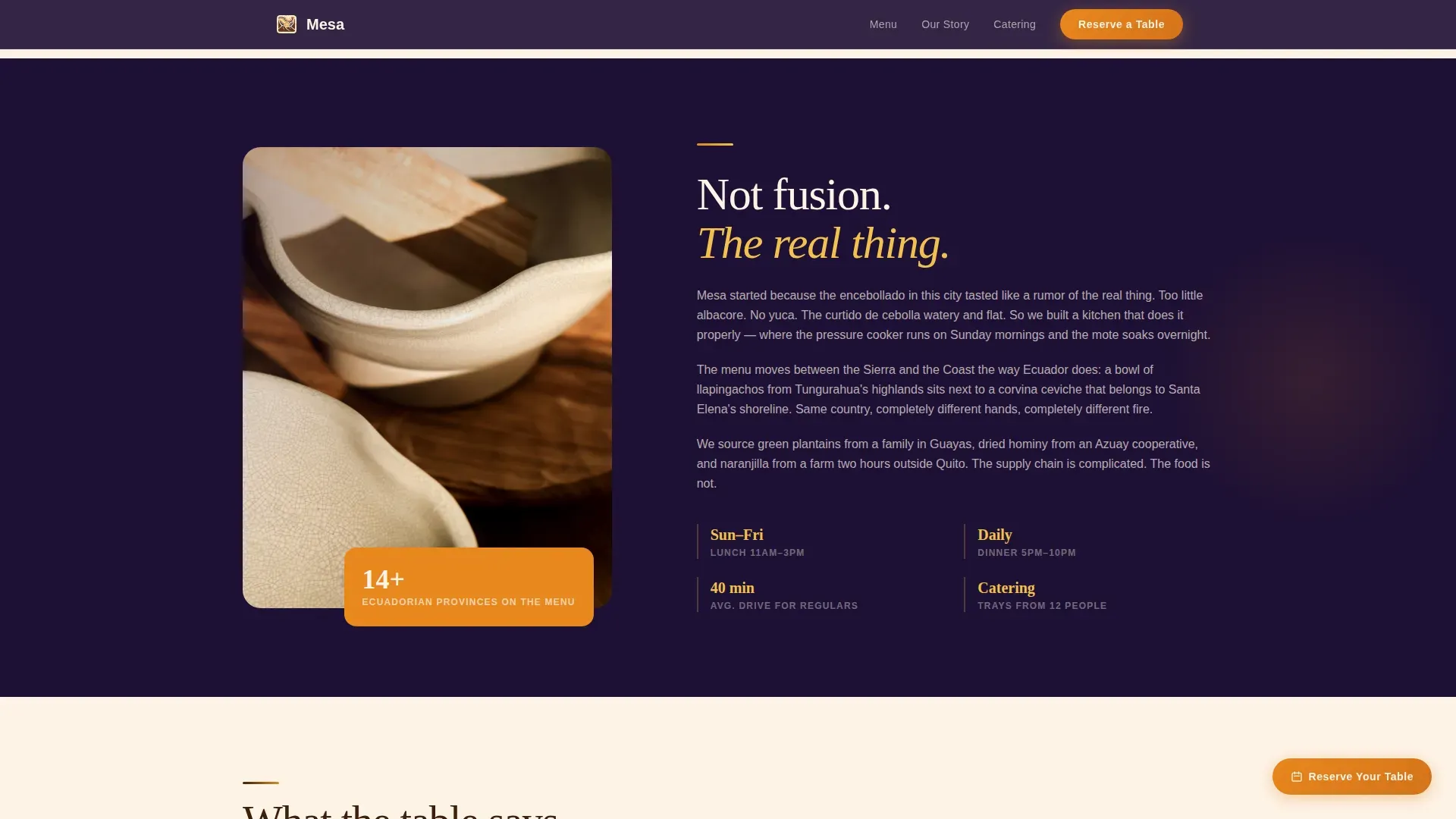 Agrarian Ecuadorian Restaurant | Free Website Template | Rocket
