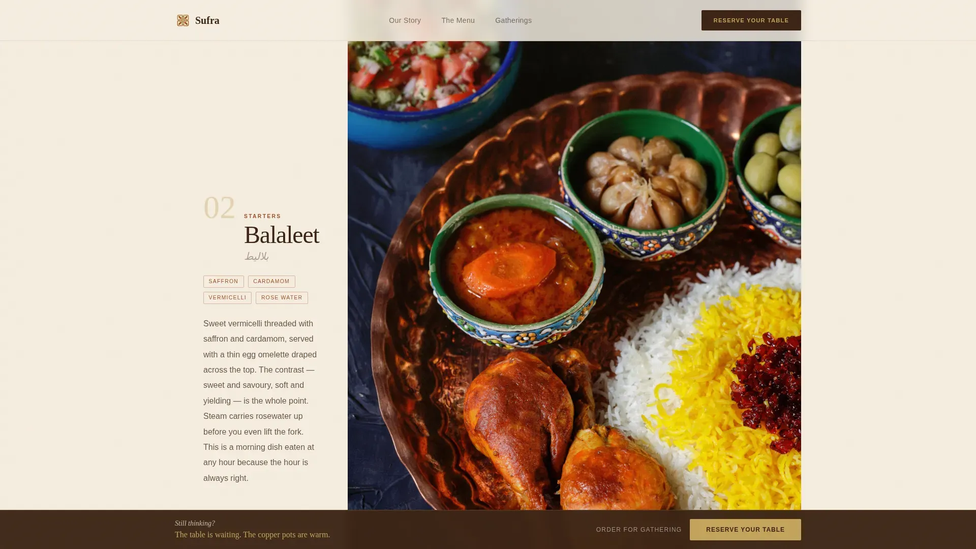 Middle Eastern Cuisine & Dining Professional Website Template