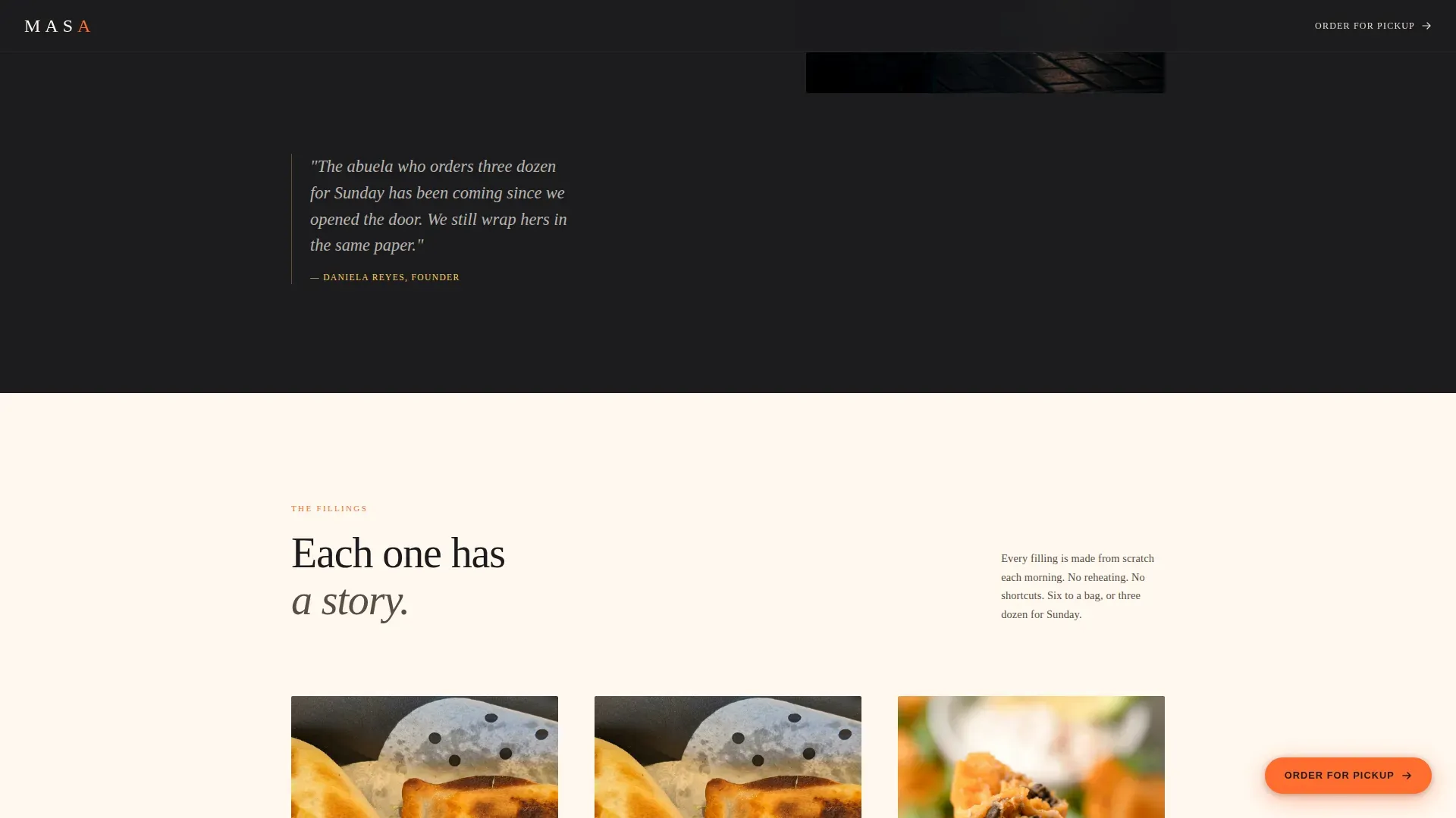 Empanada Shop | Free Website Template | Rocket