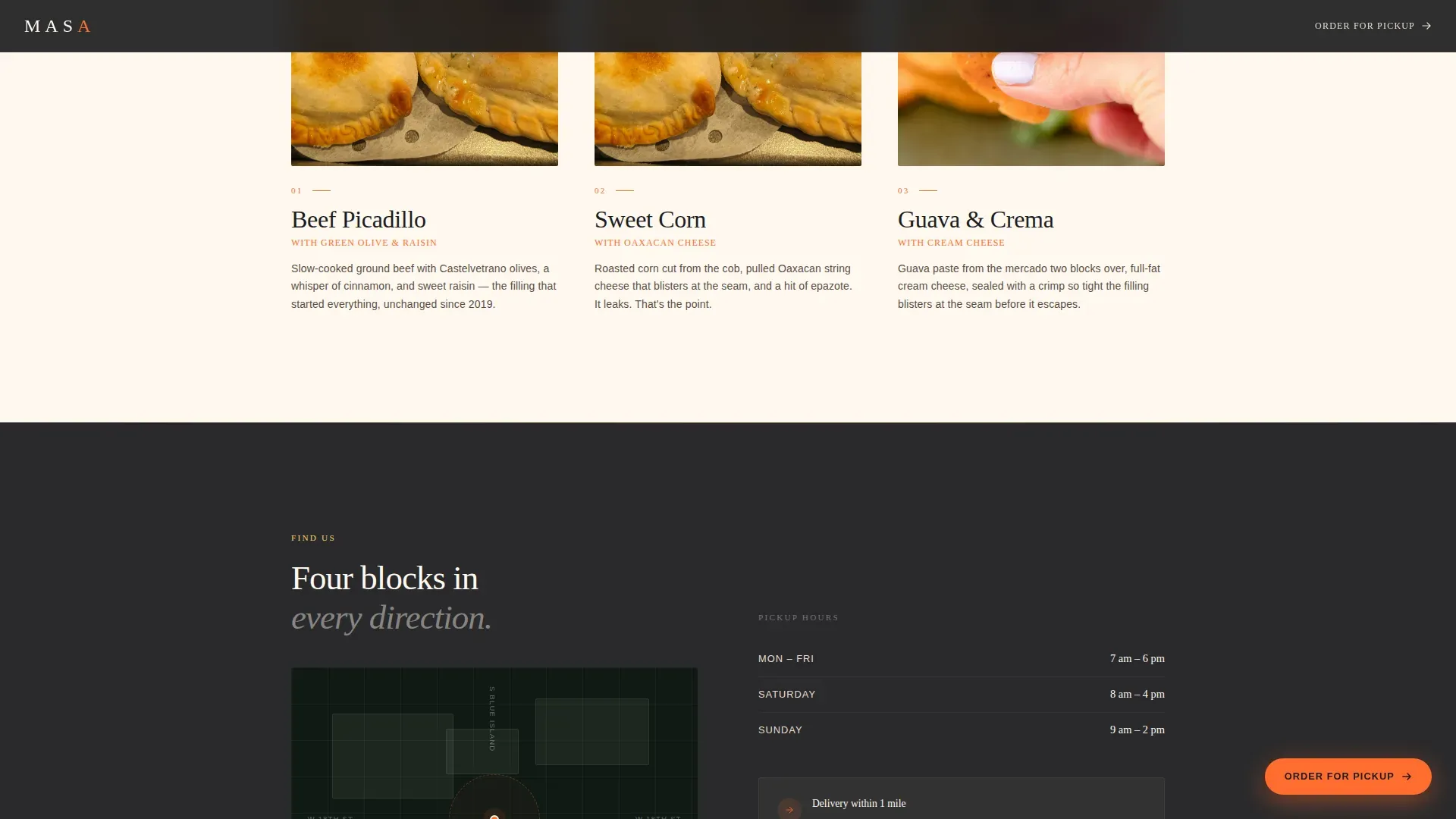 Empanada Shop | Free Website Template | Rocket